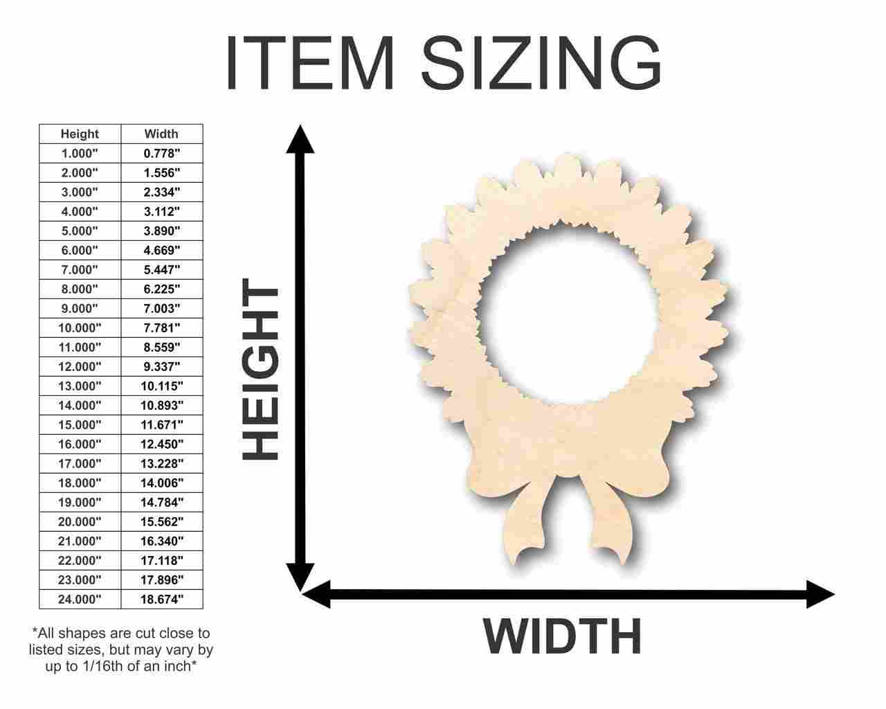 Unfinished Christmas Wood Wreath Shape for DIY Crafts up to 46 Inches