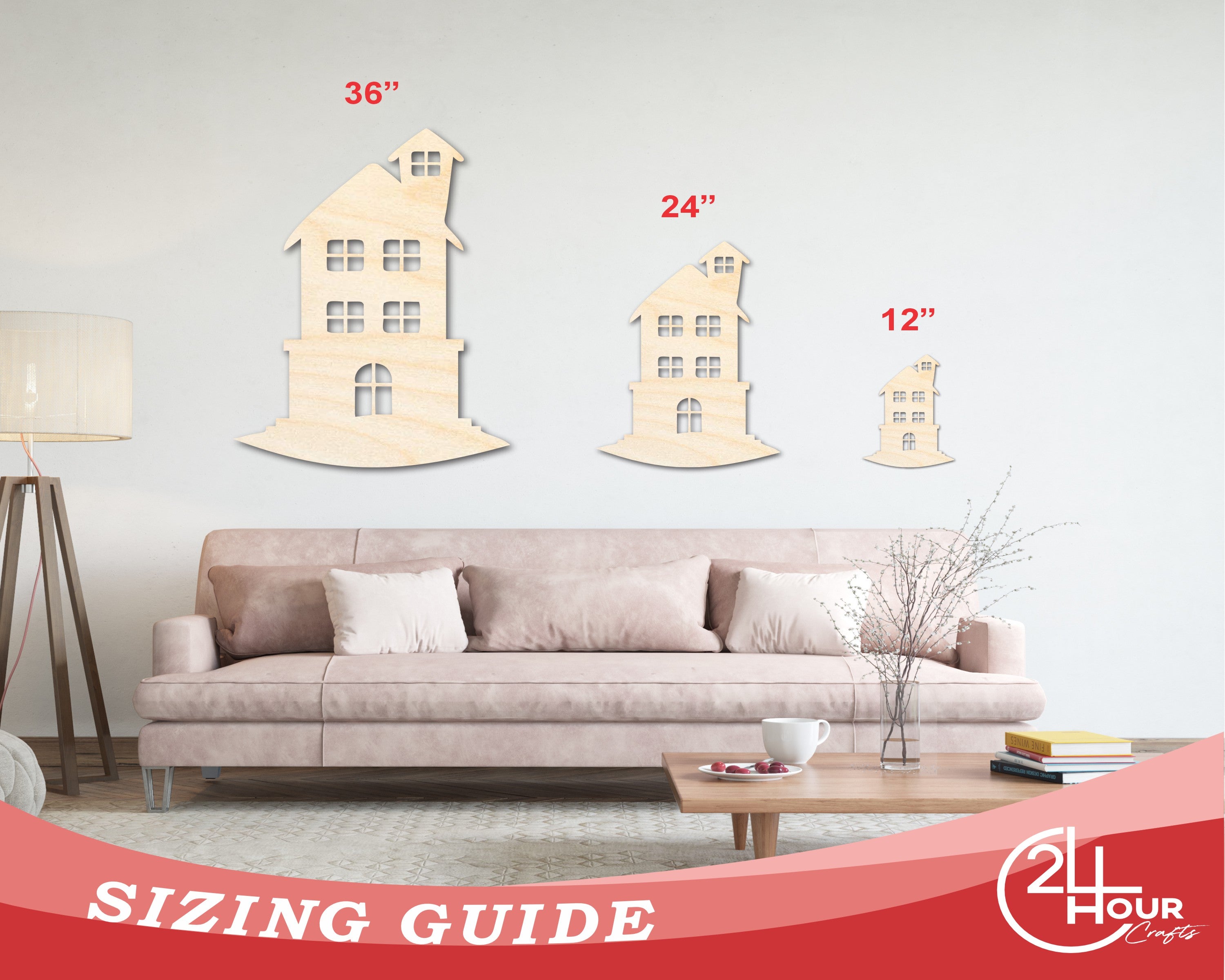 Unfinished Tall House Shape Baltic Birch Wood Cutouts for Up to 46 DIY Crafts