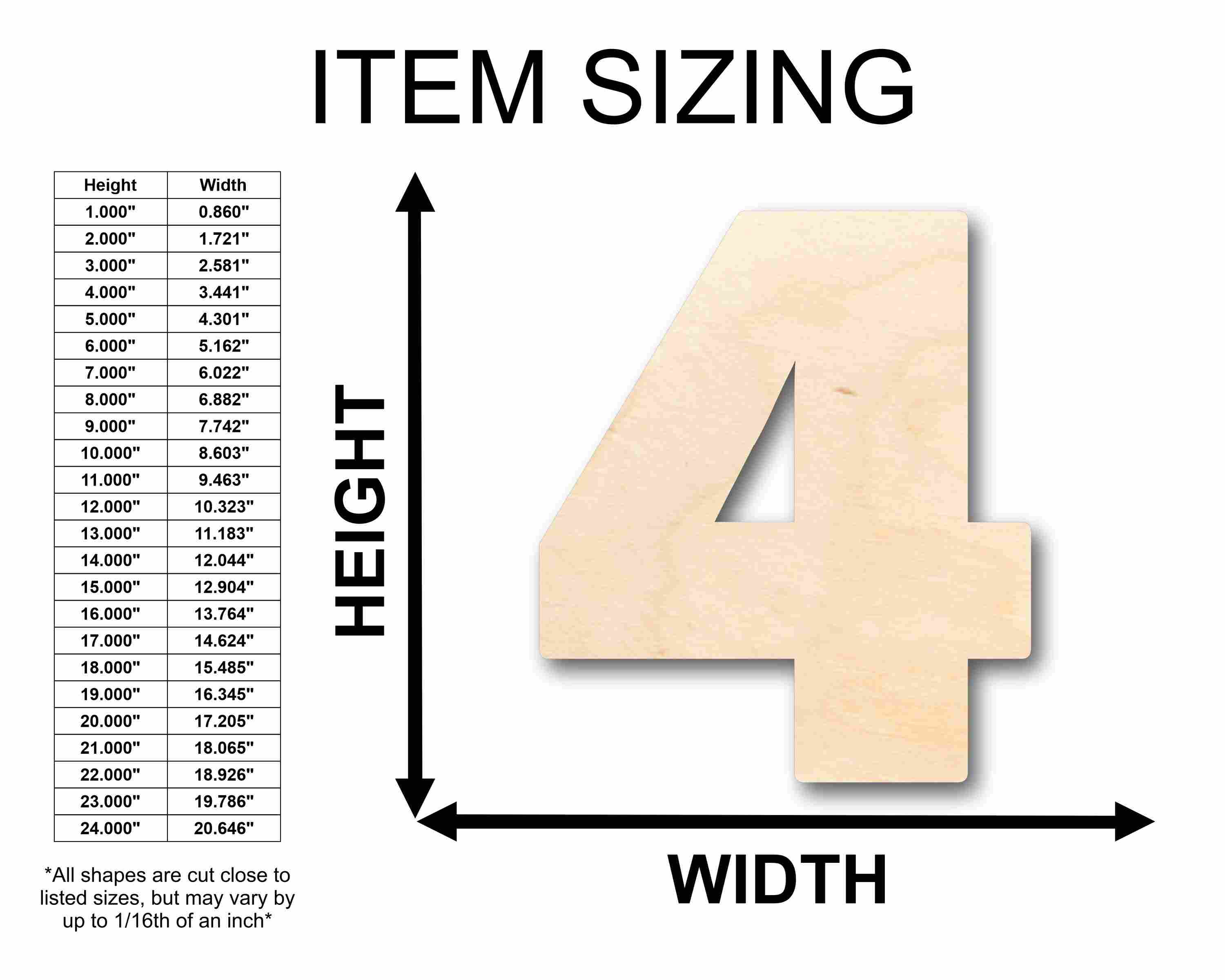 Unfinished Wood Craft Block Number 4 - Ideal for Up to 46 DIY Projects