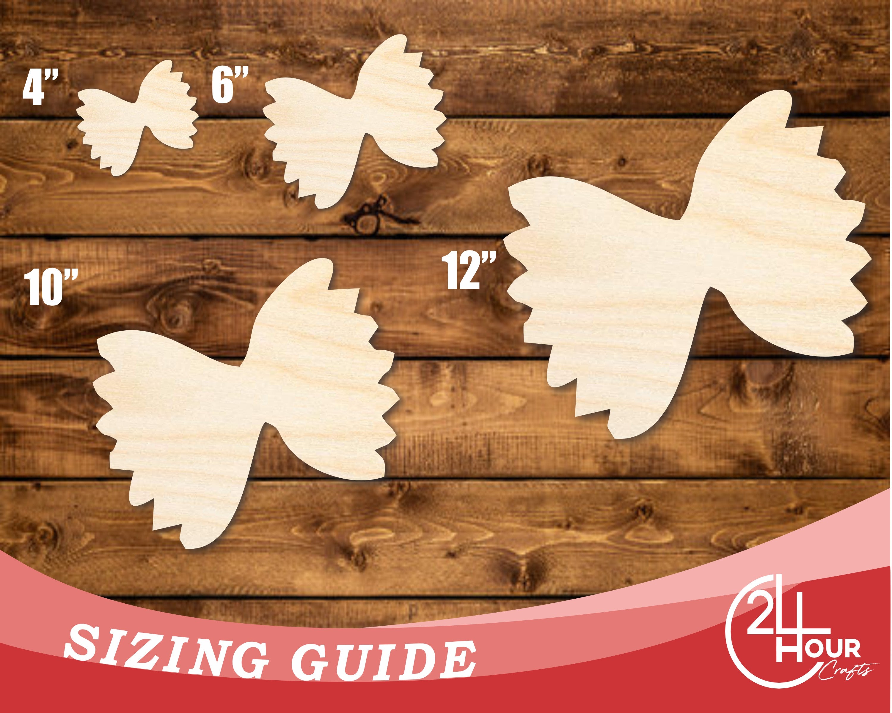DIY Unfinished Baltic Birch Farfalle Pasta Craft Cutouts up to 46 Inches