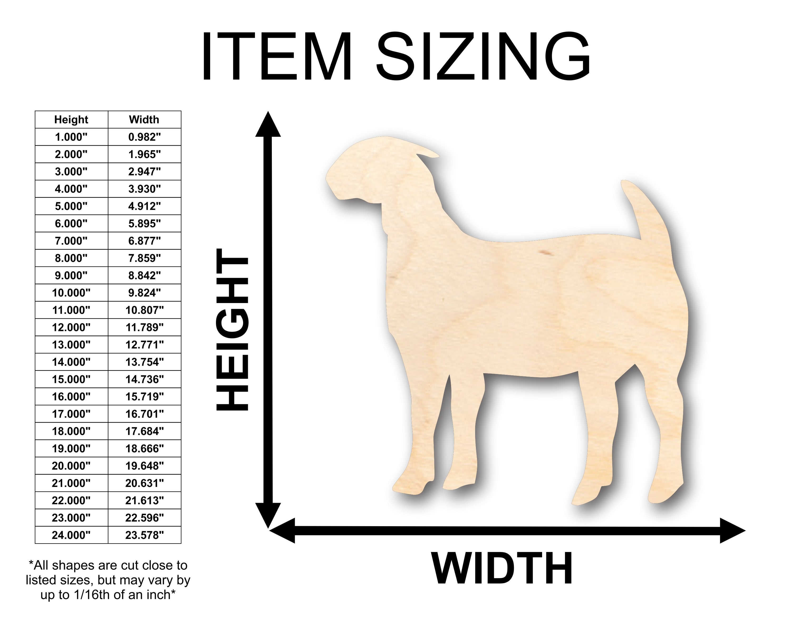 DIY Unfinished Wood Boer Goat Farm Animal Shape up to 46 Inches