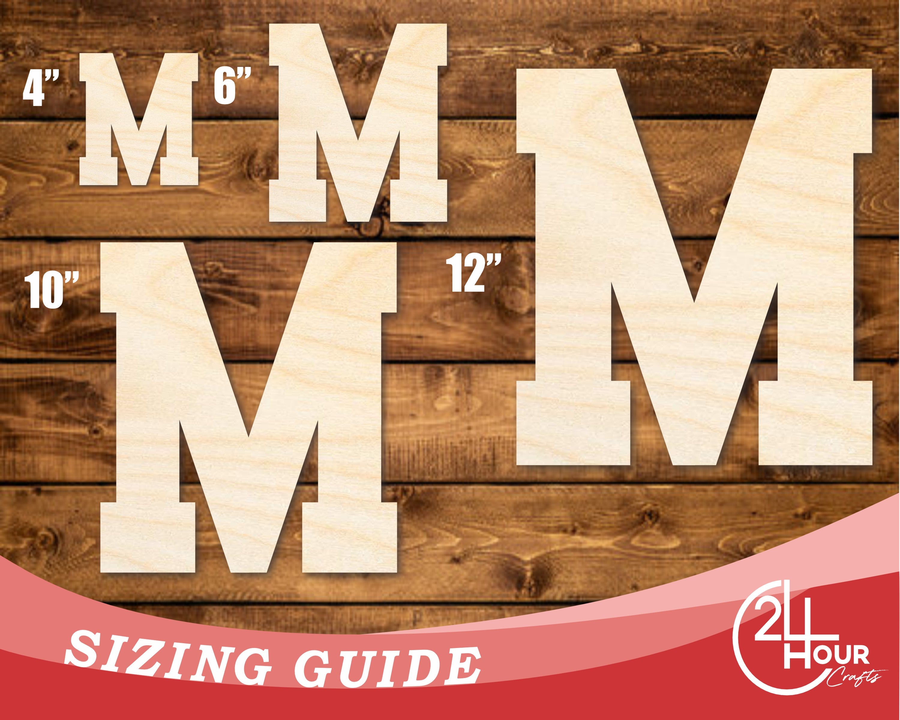 DIY Unfinished Baltic Birch Varsity Team Font - M Shape up to 46 Inches