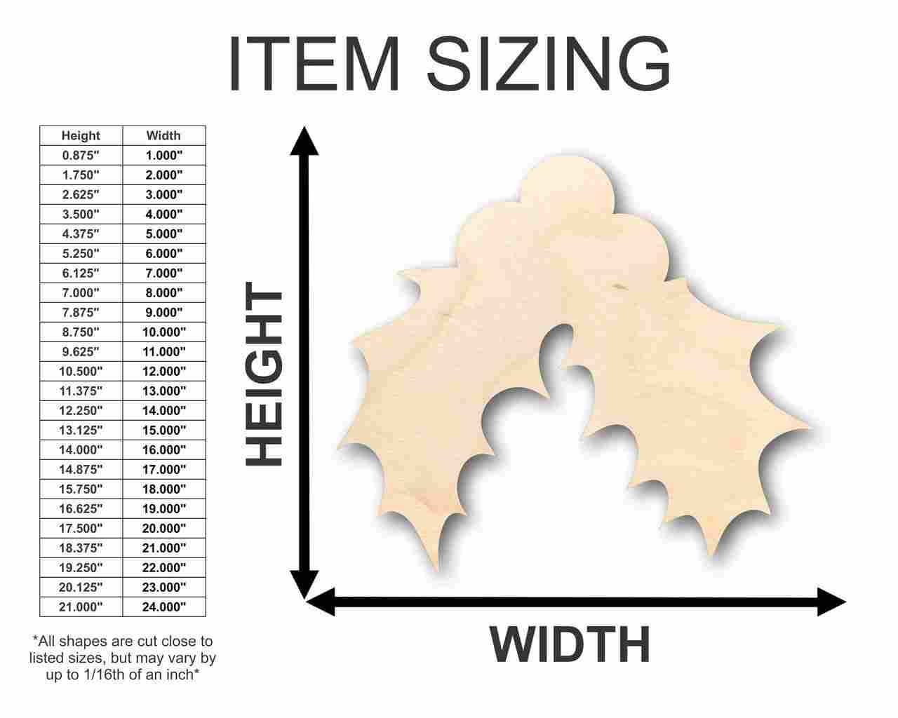 DIY Unfinished Wood Christmas Holly Shapes - Up to 46 Pieces for Crafts