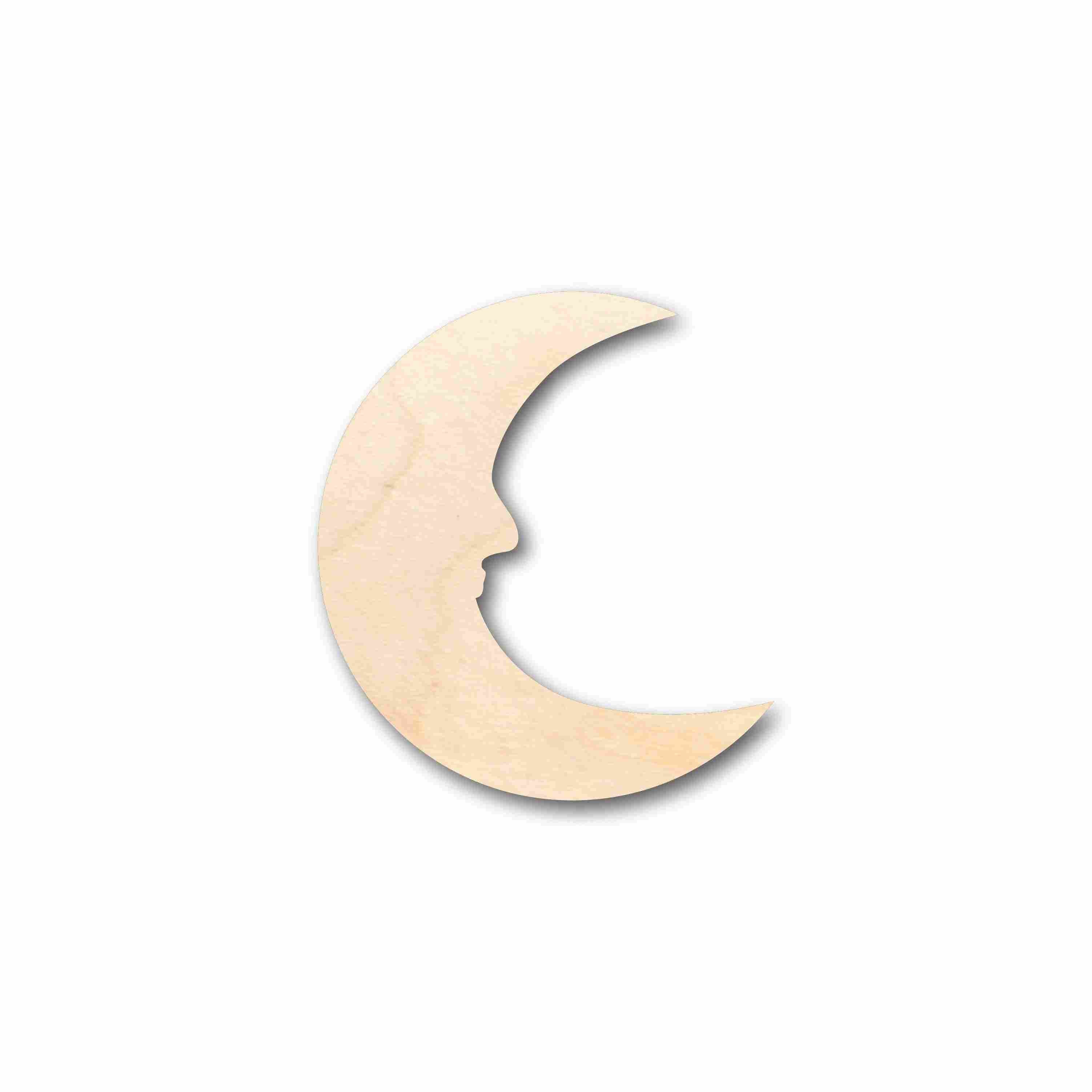 DIY Unfinished Baltic Birch Wood Crescent Moon with Face Outline Silhouette - Up to 46
