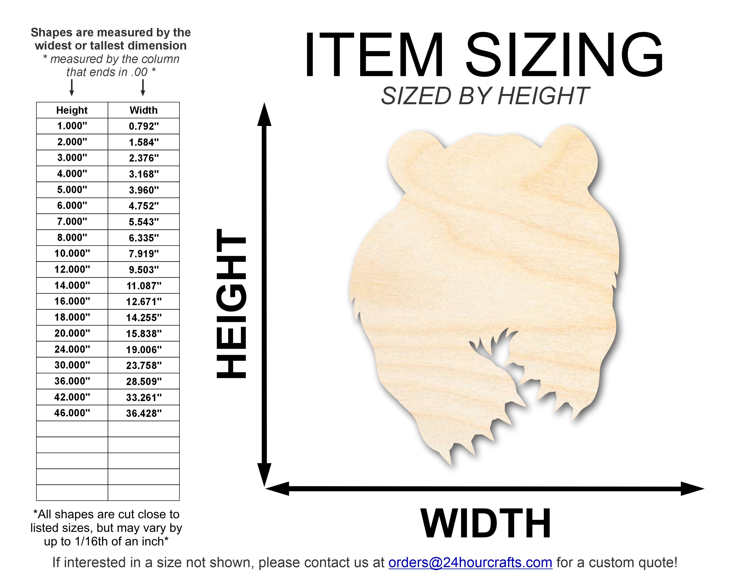 DIY Unfinished Baltic Birch Wood Bear Mascot Cutout up to 46 Inches