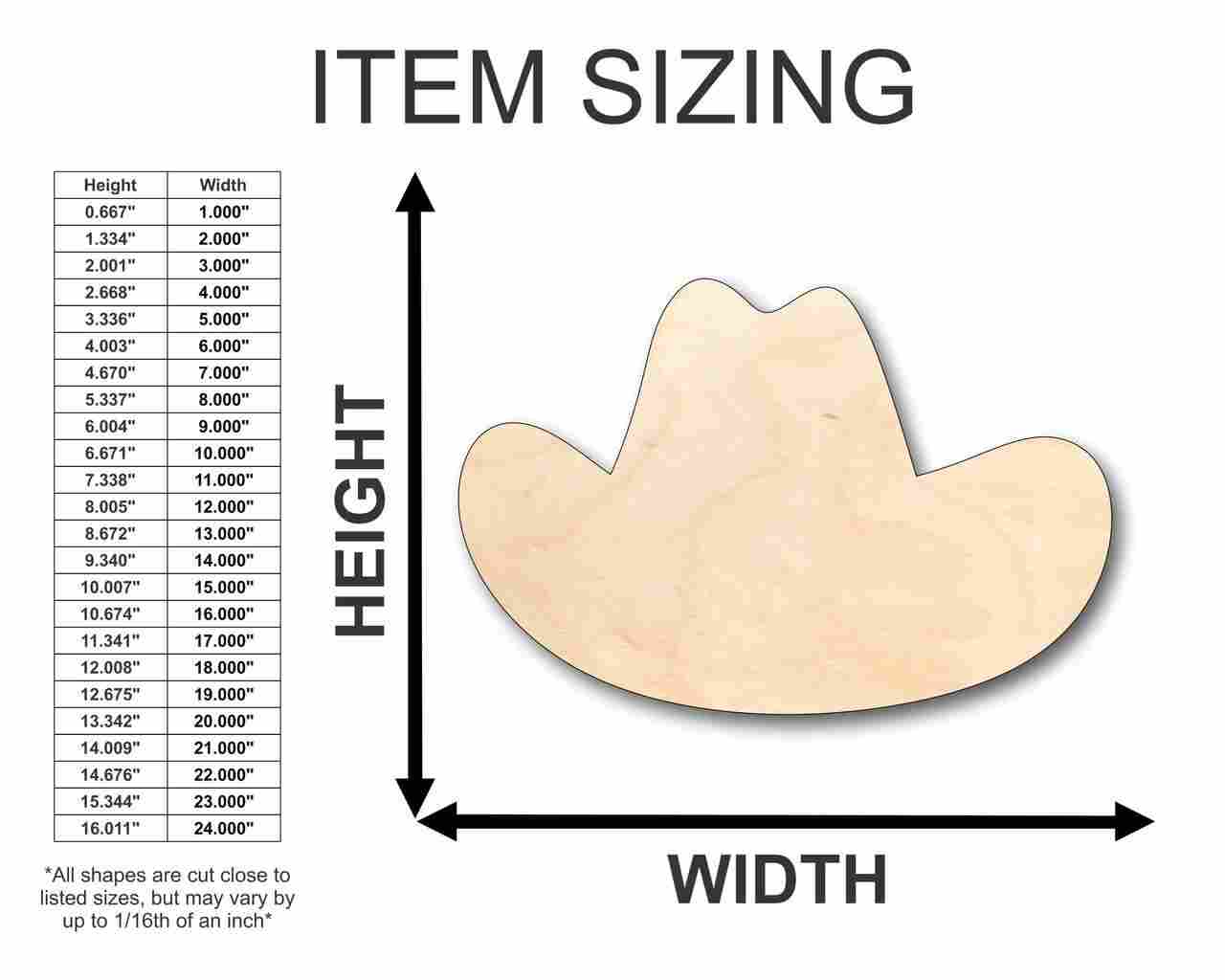 DIY Unfinished Western Cowboy Hat Shape Wood Craft up to 24 Inches