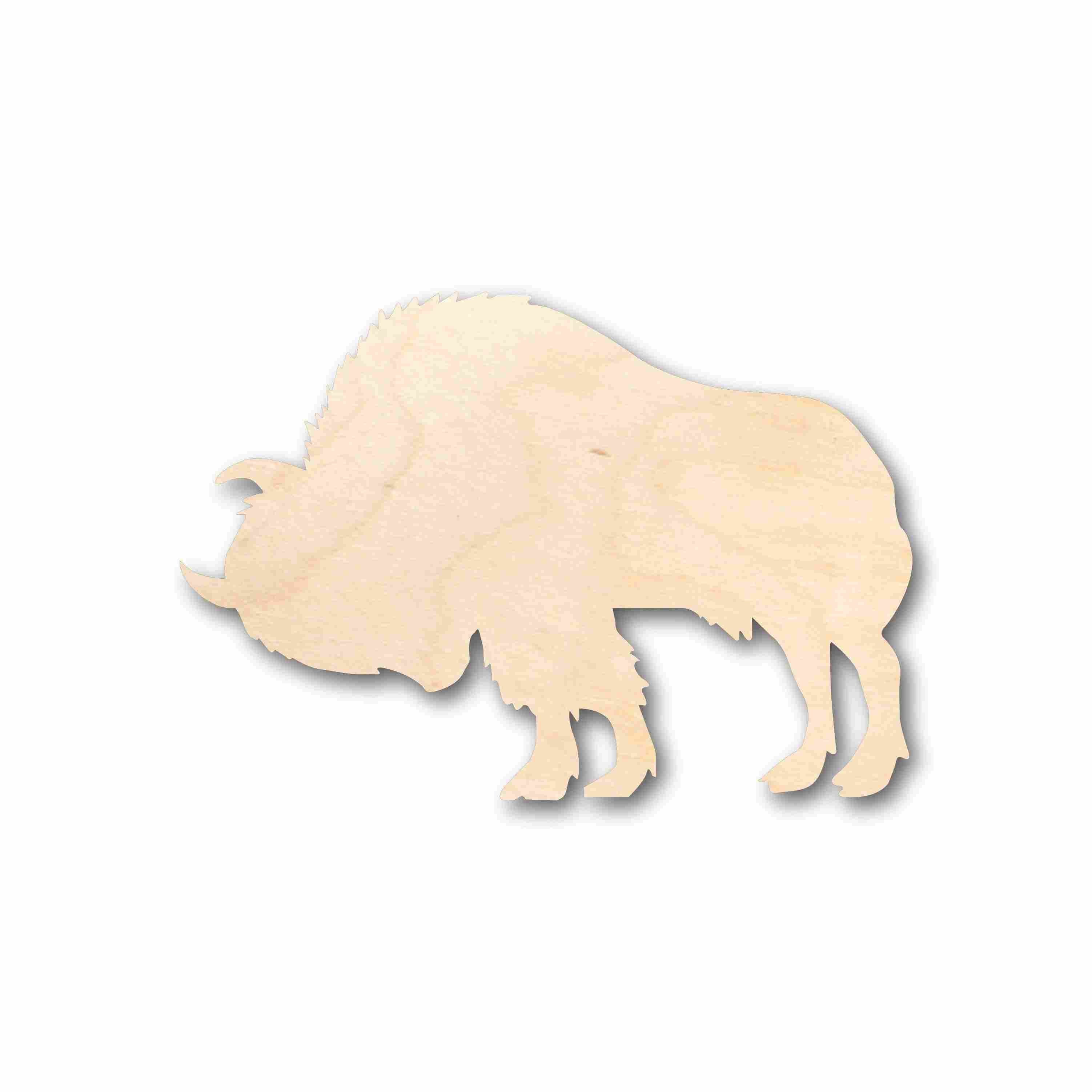 DIY Unfinished Wood Buffalo Bison Silhouette with Horn - Up to 46 Inches