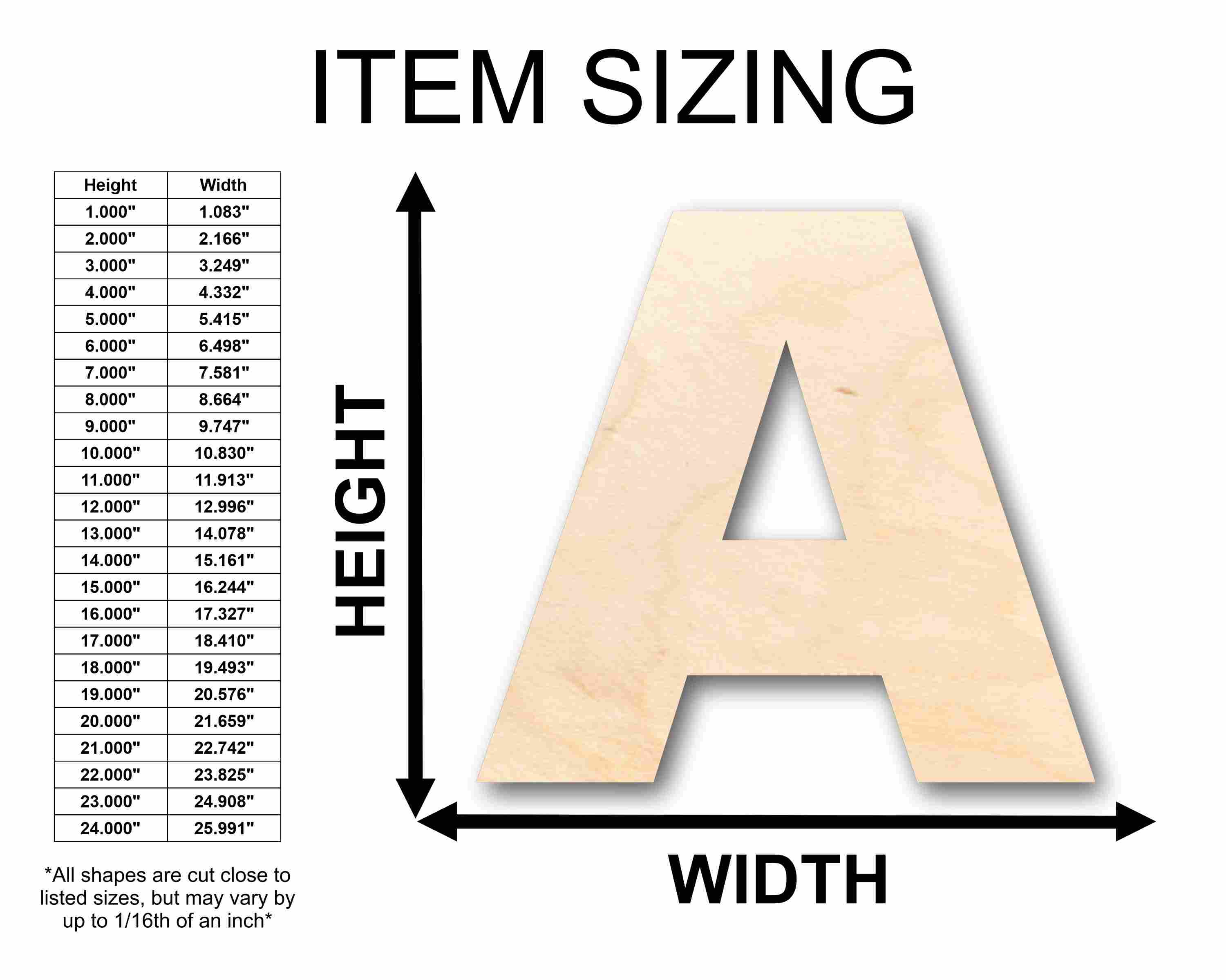 Unfinished Wood Craft Block Letter A for Up to 46 DIY Projects