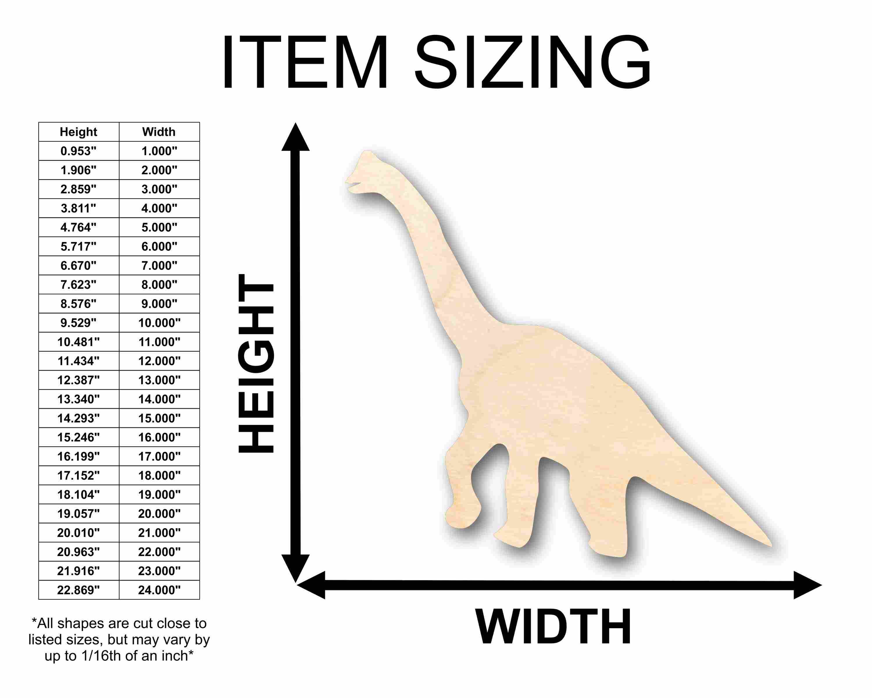 Unfinished DIY Craft Wood Sauropod Dinosaur Silhouette - Up to 46 Inches for Creative Projects