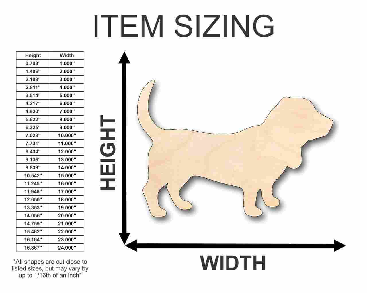 Unfinished Wood Basset Hound Dog Shape for Animal and Pet Crafts - Ideal for up to 46 DIY Projects