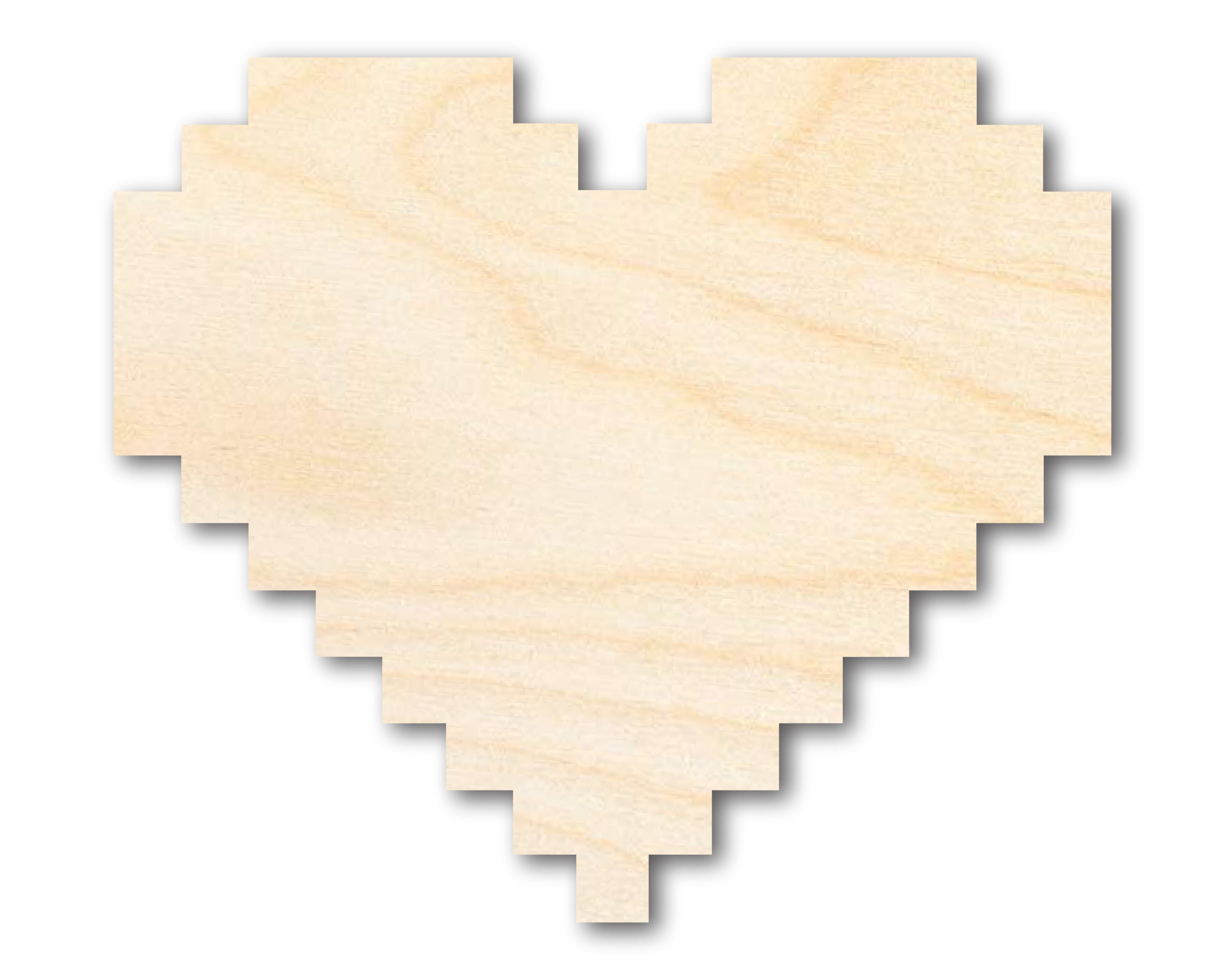 DIY Unfinished Baltic Birch Pixel Heart Shape Cutouts up to 46 Inches