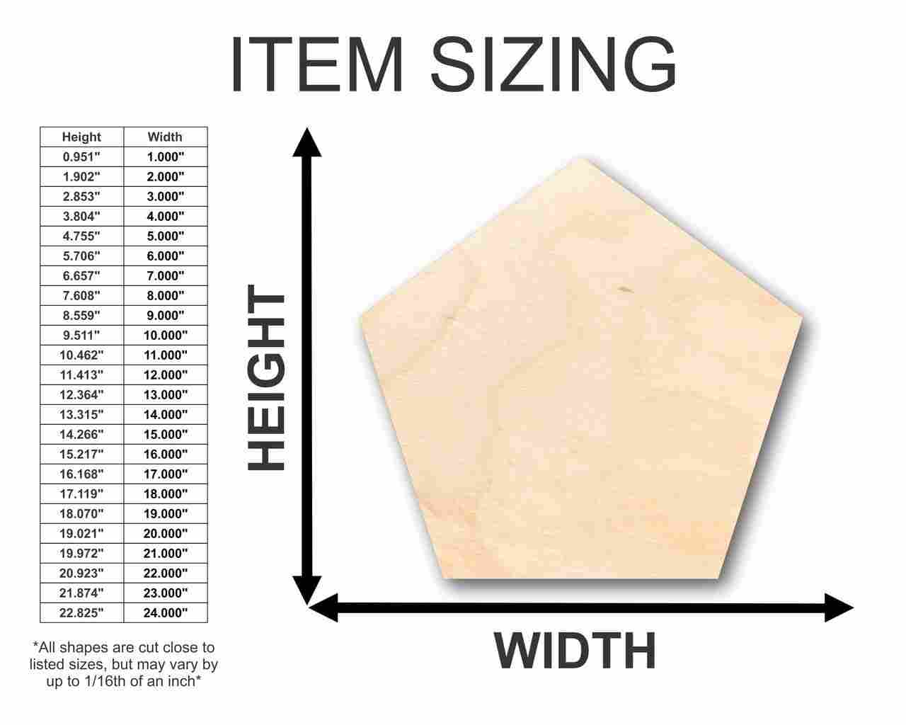 Unfinished Craft Wood Pentagon Shape Ideal for up to 46 DIY Projects