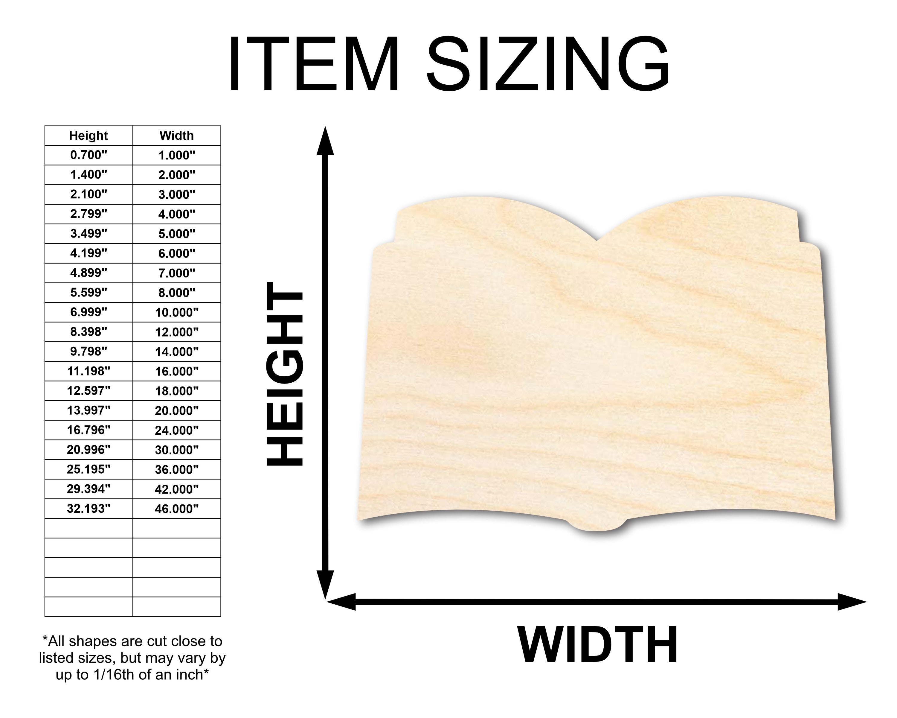 Unfinished Baltic Birch Wood Open Book Silhouette for DIY Crafts - Up to 46 Pieces for Your Creative Projects