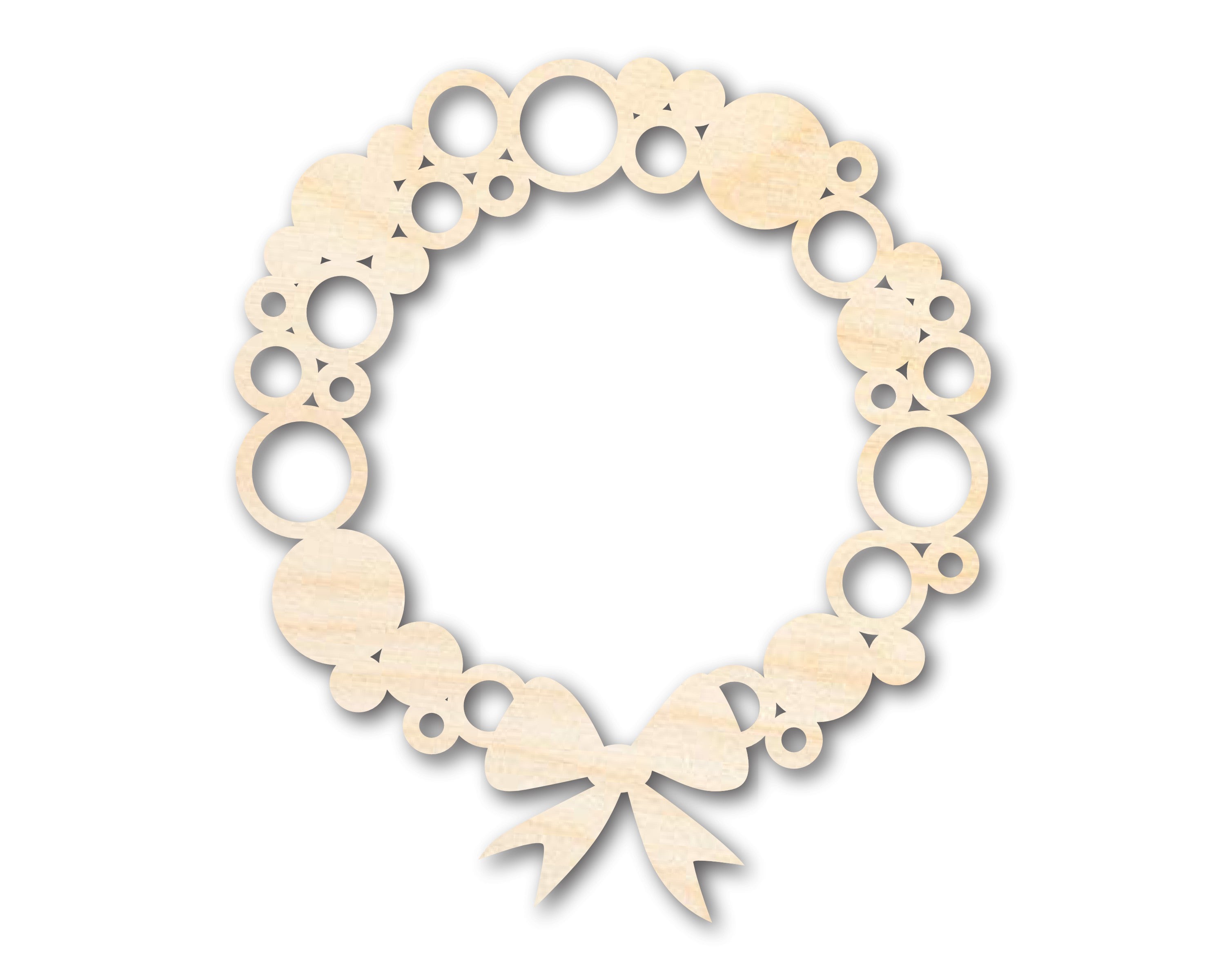 Unfinished Sanded Wood Bulb Wreath Shape - Ideal Craft Item up to 46