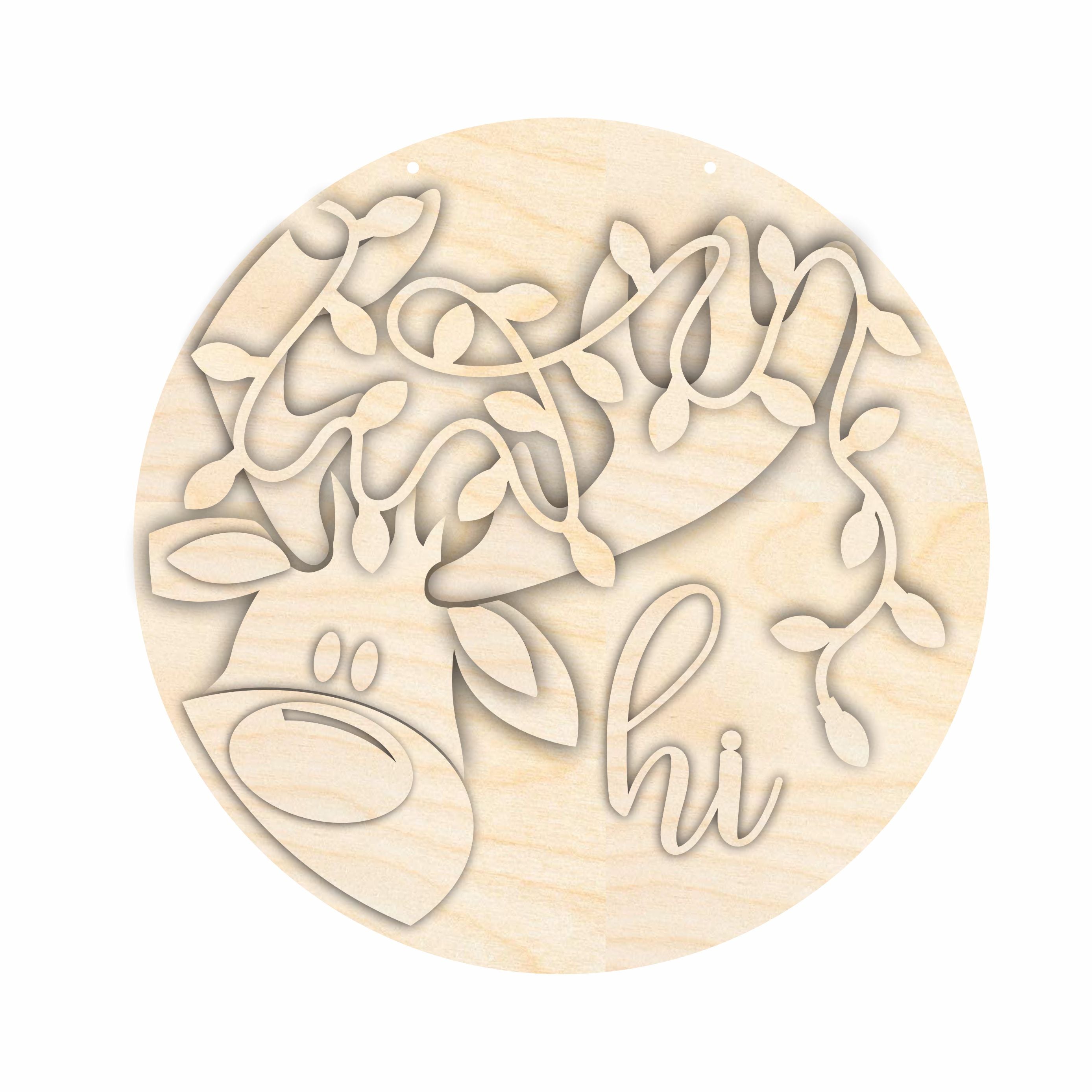 Unfinished Wooden Christmas Reindeer Door Sign DIY Craft Kit - 1/4 Inch Thick Wood Craft Cutouts