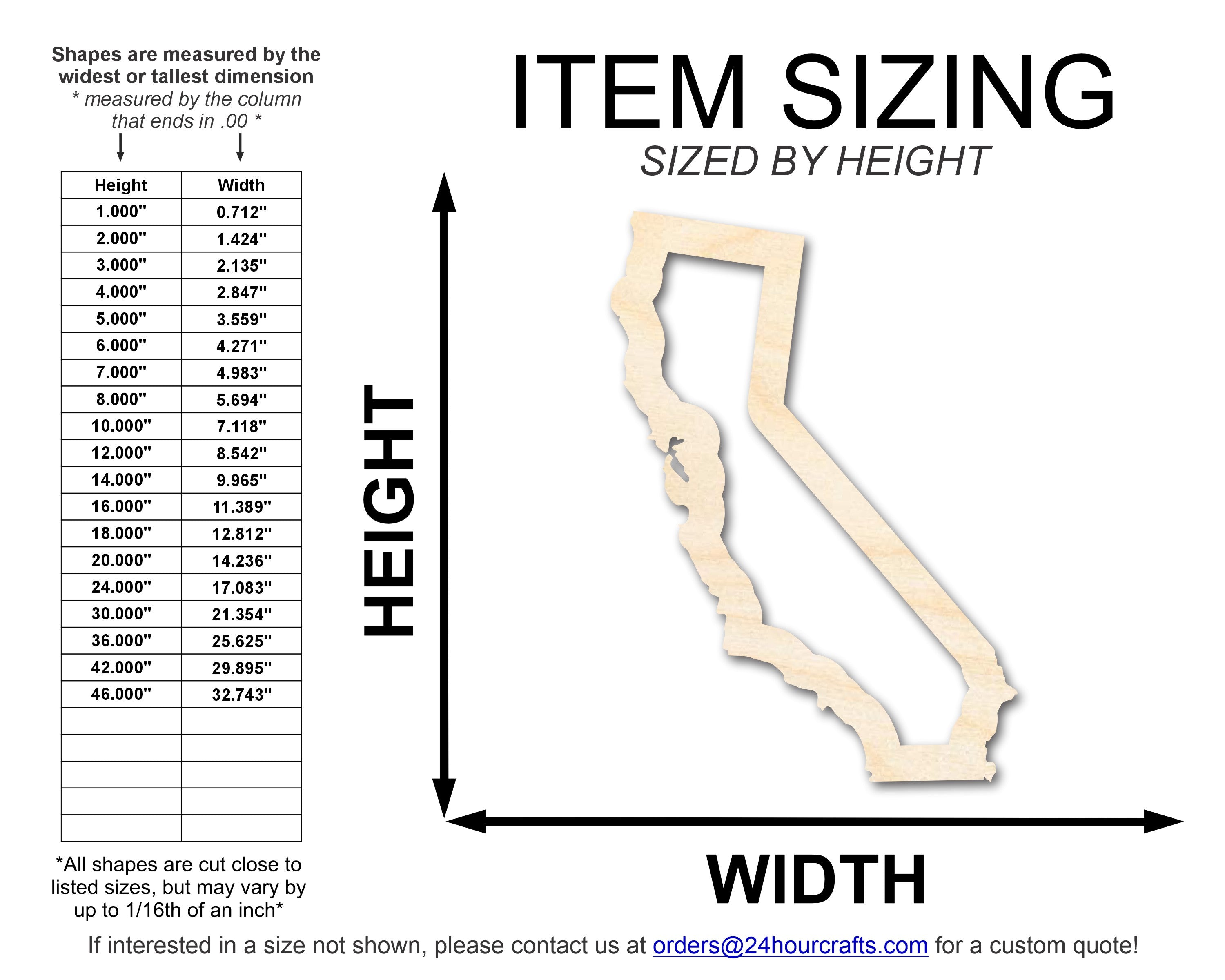 DIY Unfinished Baltic Birch California Outline Shape Cutouts up to 46 Inches