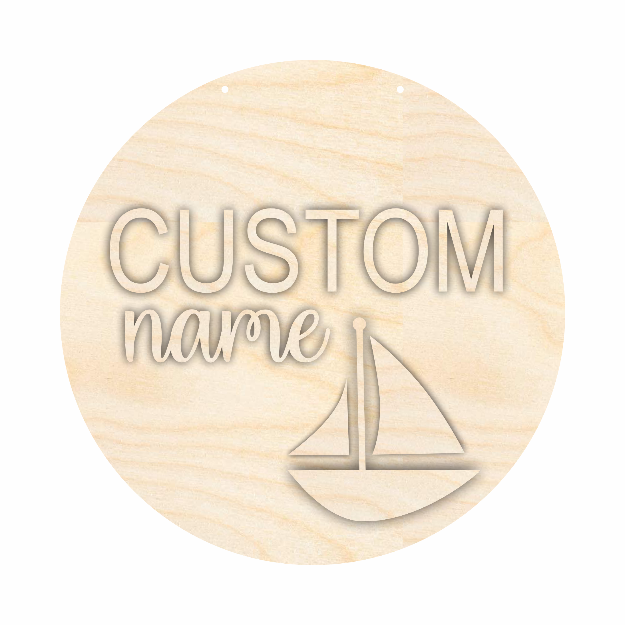Unfinished Wood Custom Name Sail Boat Door Sign Kit | Wood Craft Cutouts | 1/4 Thick |