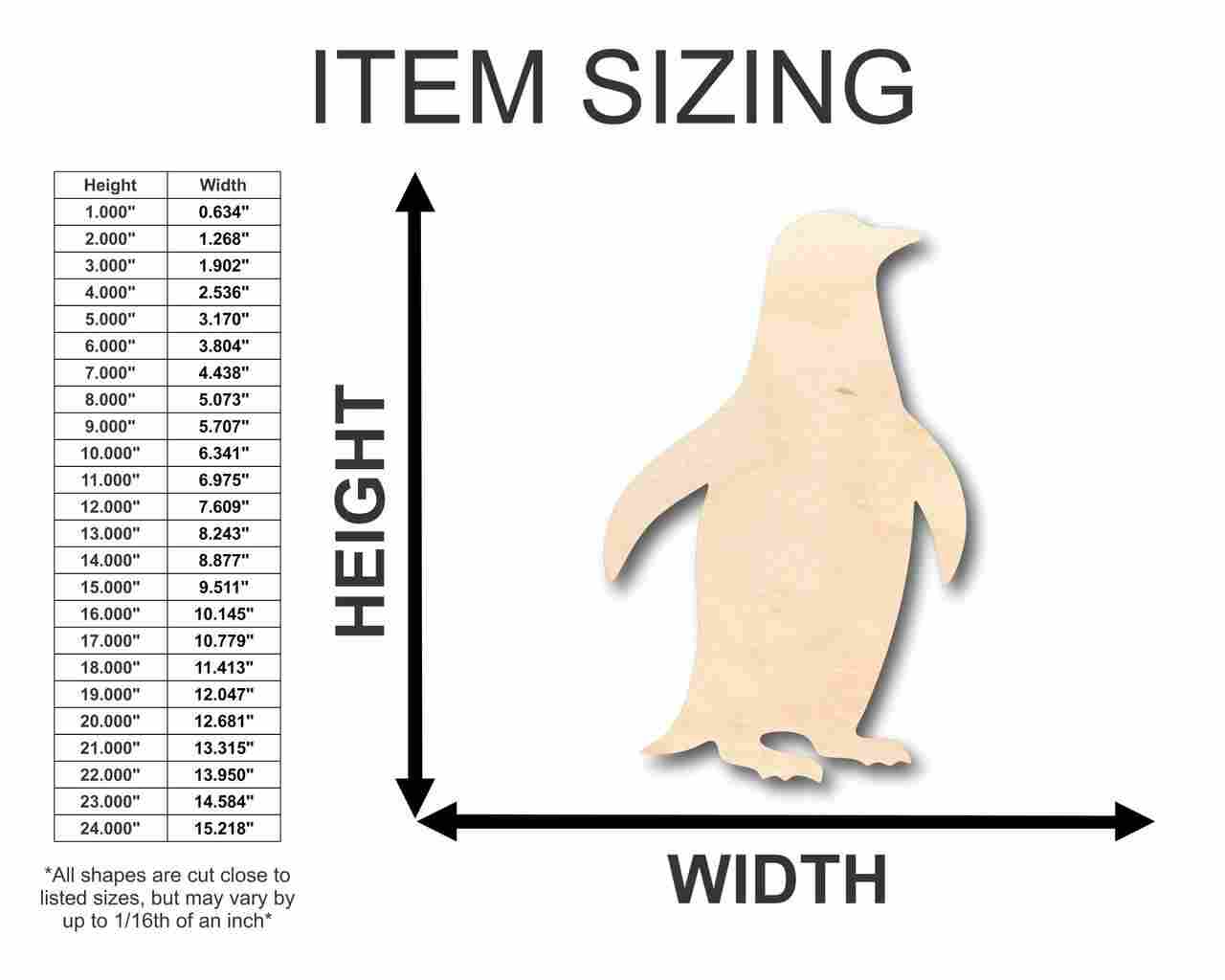 DIY Unfinished Wood Penguin Shape Craft, Sizes up to 46