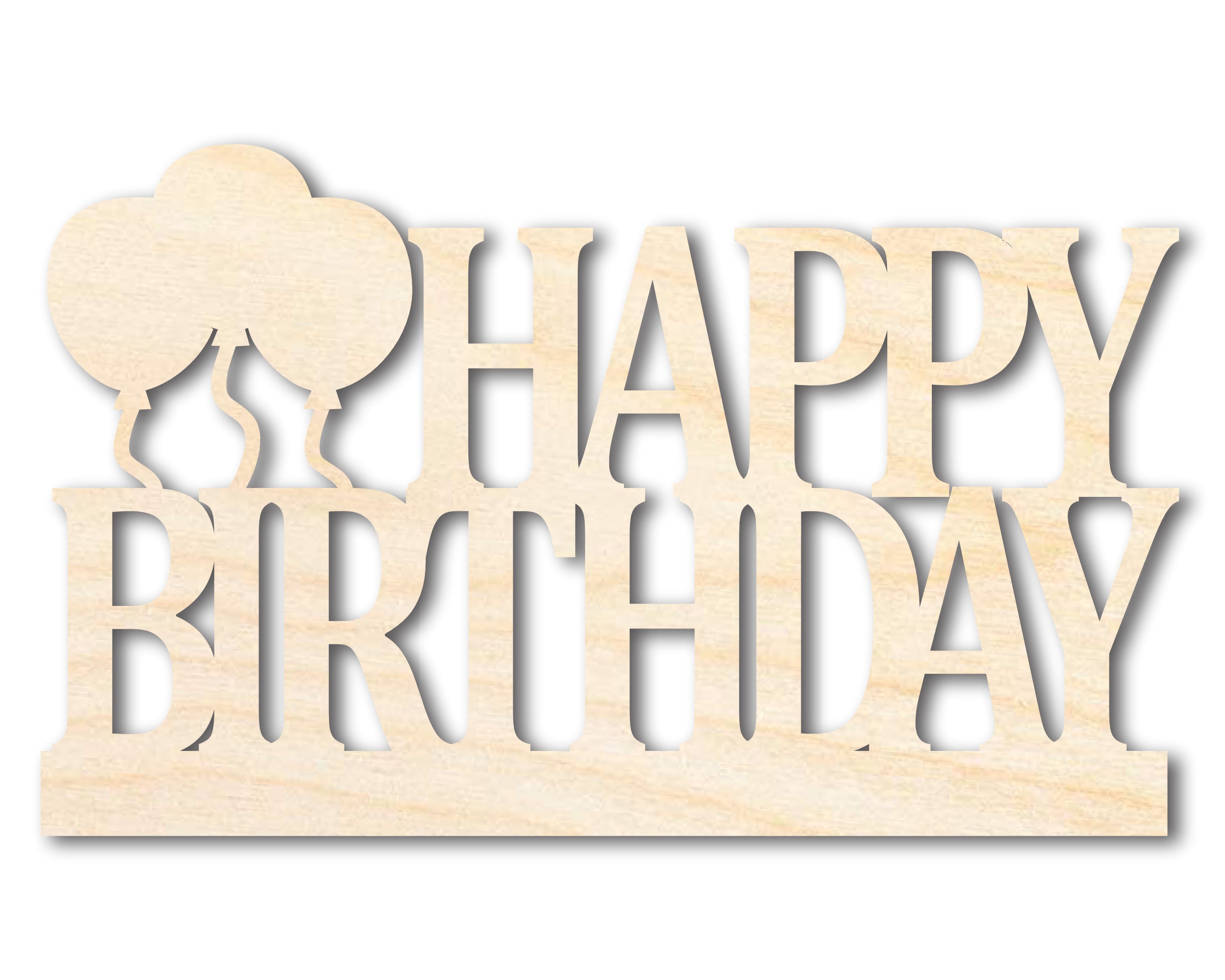 DIY Unfinished Baltic Birch Happy Birthday Shape Cutout up to 46 Inches