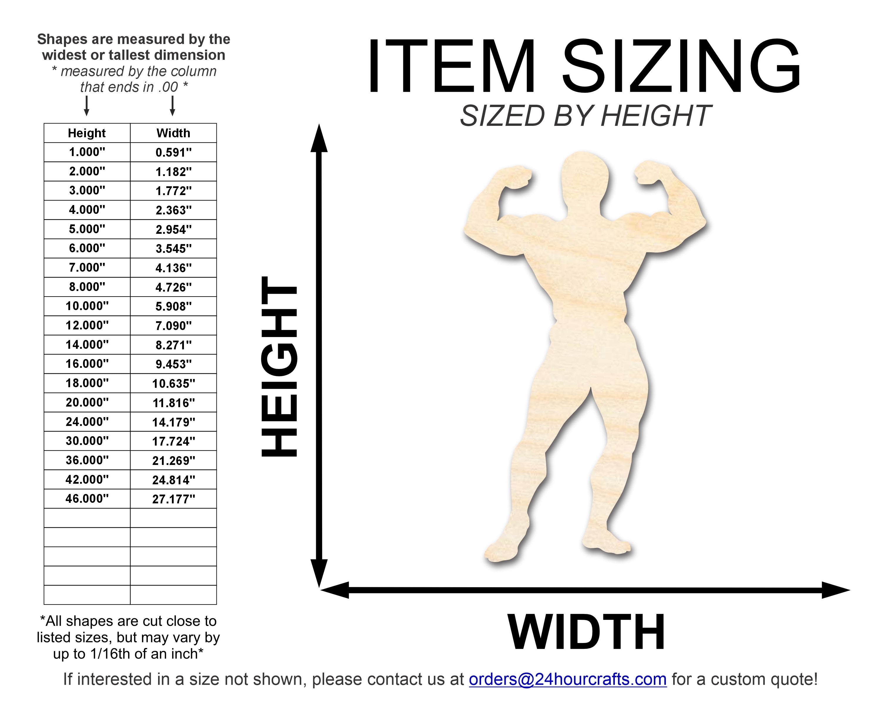 DIY Unfinished Baltic Birch Wood Body Builder Shape - Up to 46 Inches for Crafts