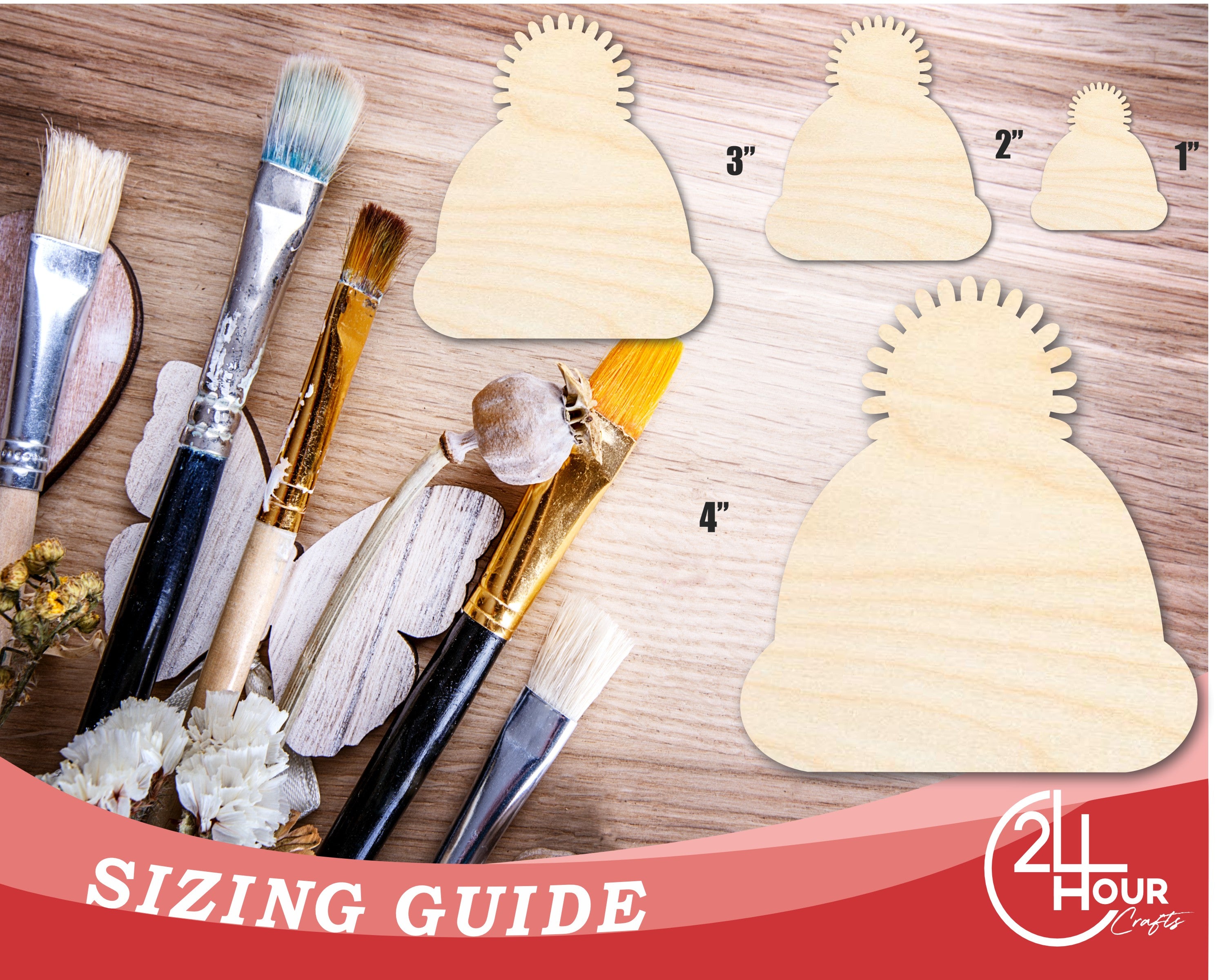 DIY Unfinished Baltic Birch Winter Hat Silhouette Cutouts up to 46 Inches