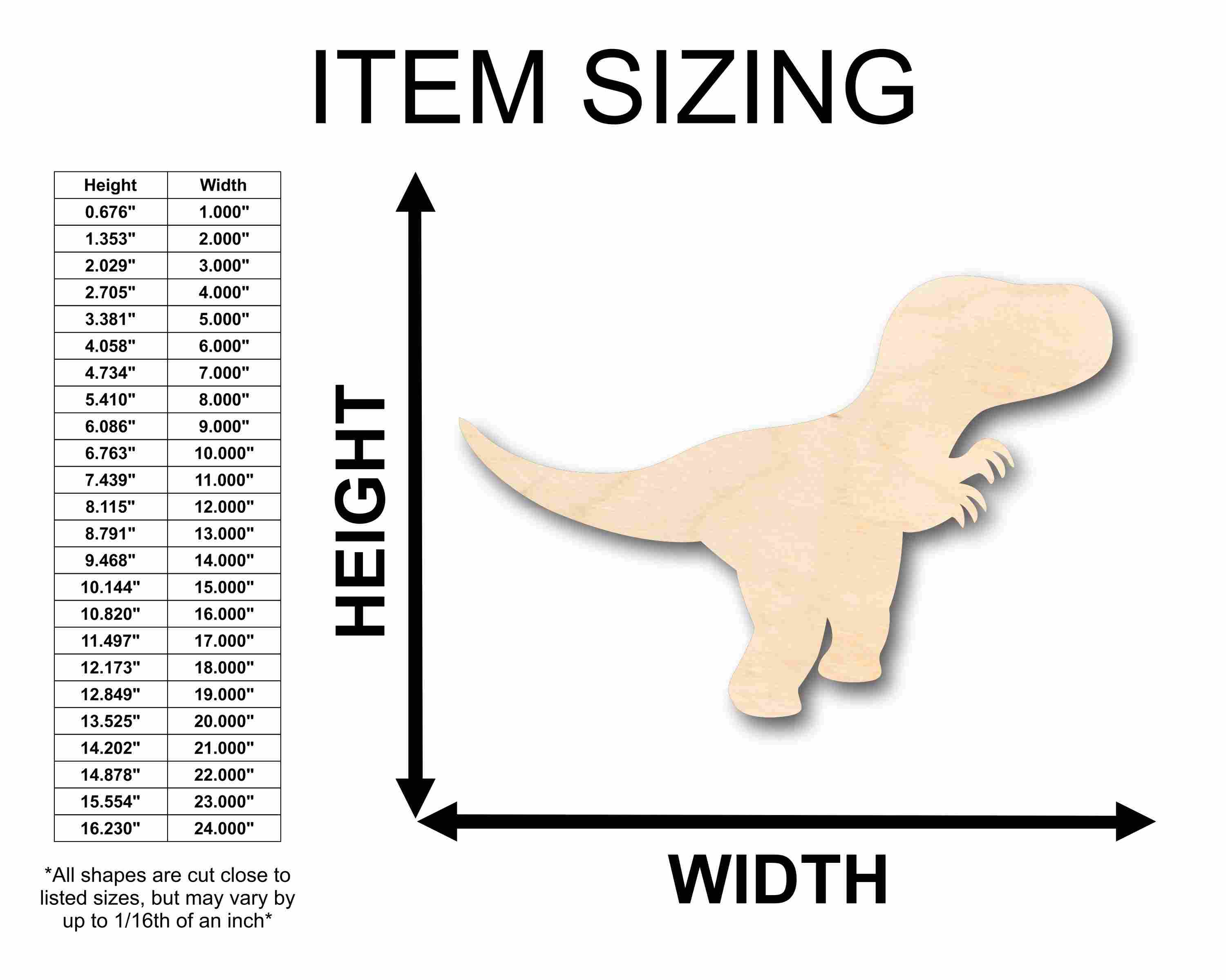 Unfinished Wood DIY Craft Baby Dinosaur T Rex Silhouette - Up to 46 Pieces for Creative Projects