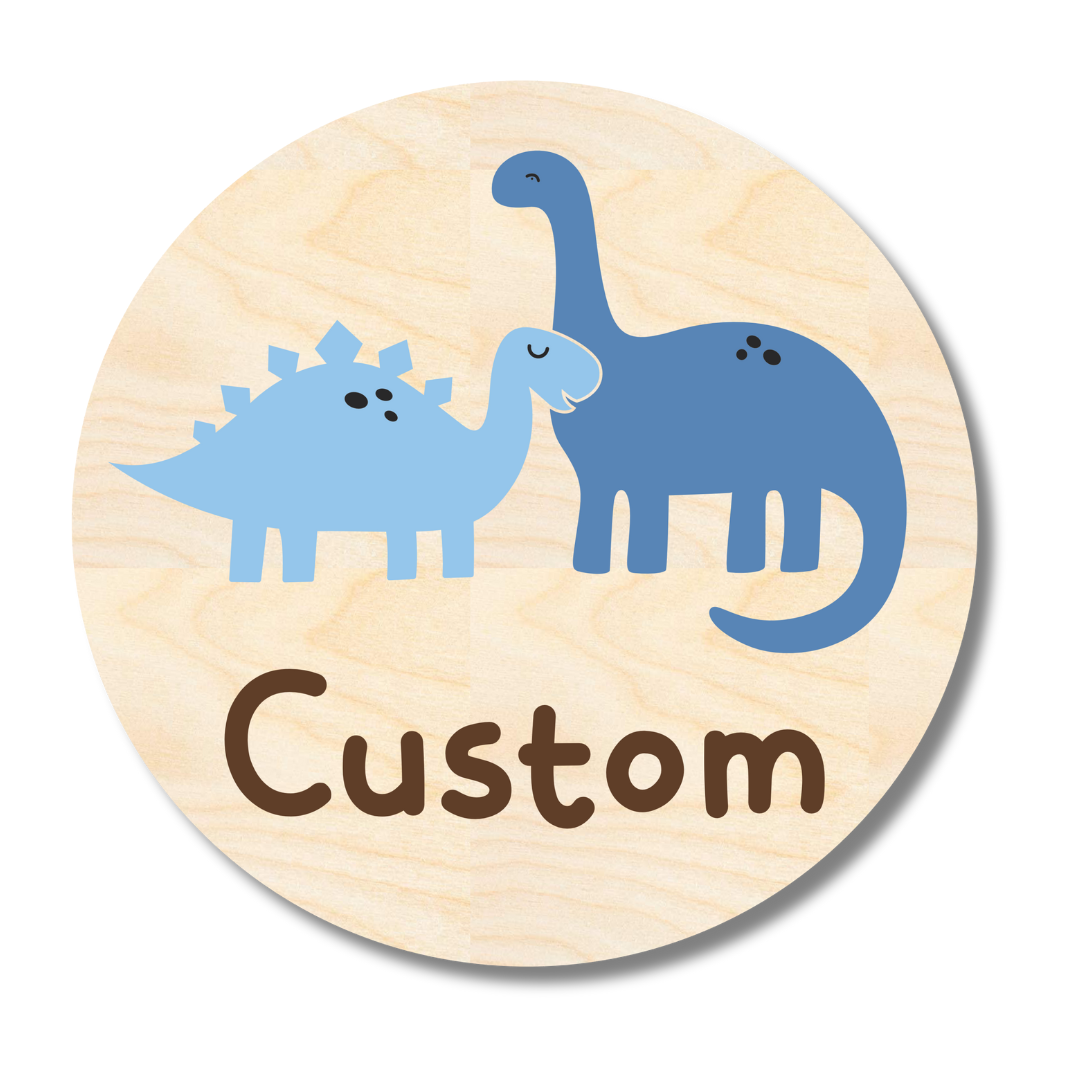 Customizable Unfinished Wood Cute Dinosaur Themed Door Sign Craft Kit with 1/4-Inch Thick Wood Cutouts