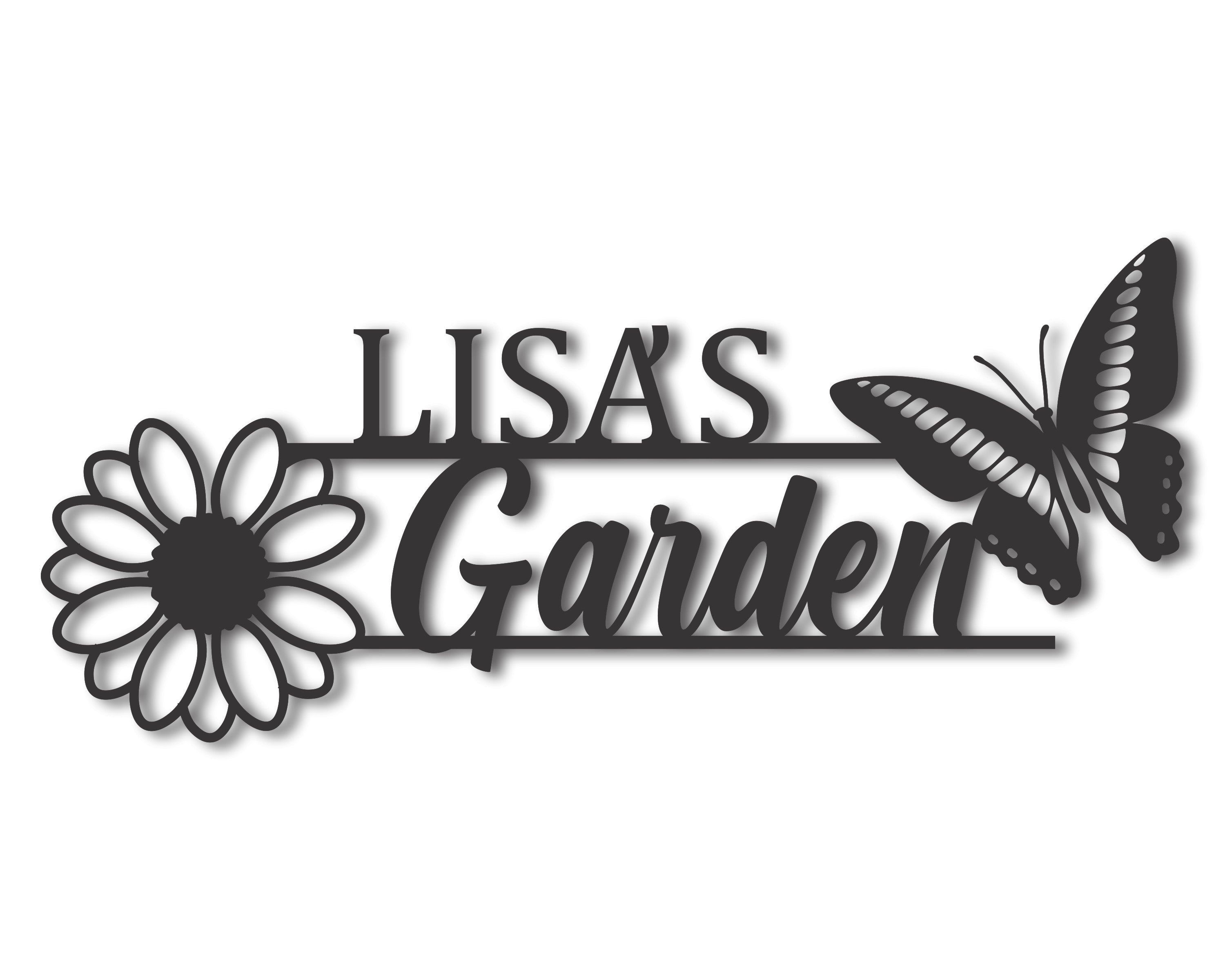 Personalized Metal Garden Sign with Floral Butterfly Design | Up to 46 Inches | 20+ Color Options