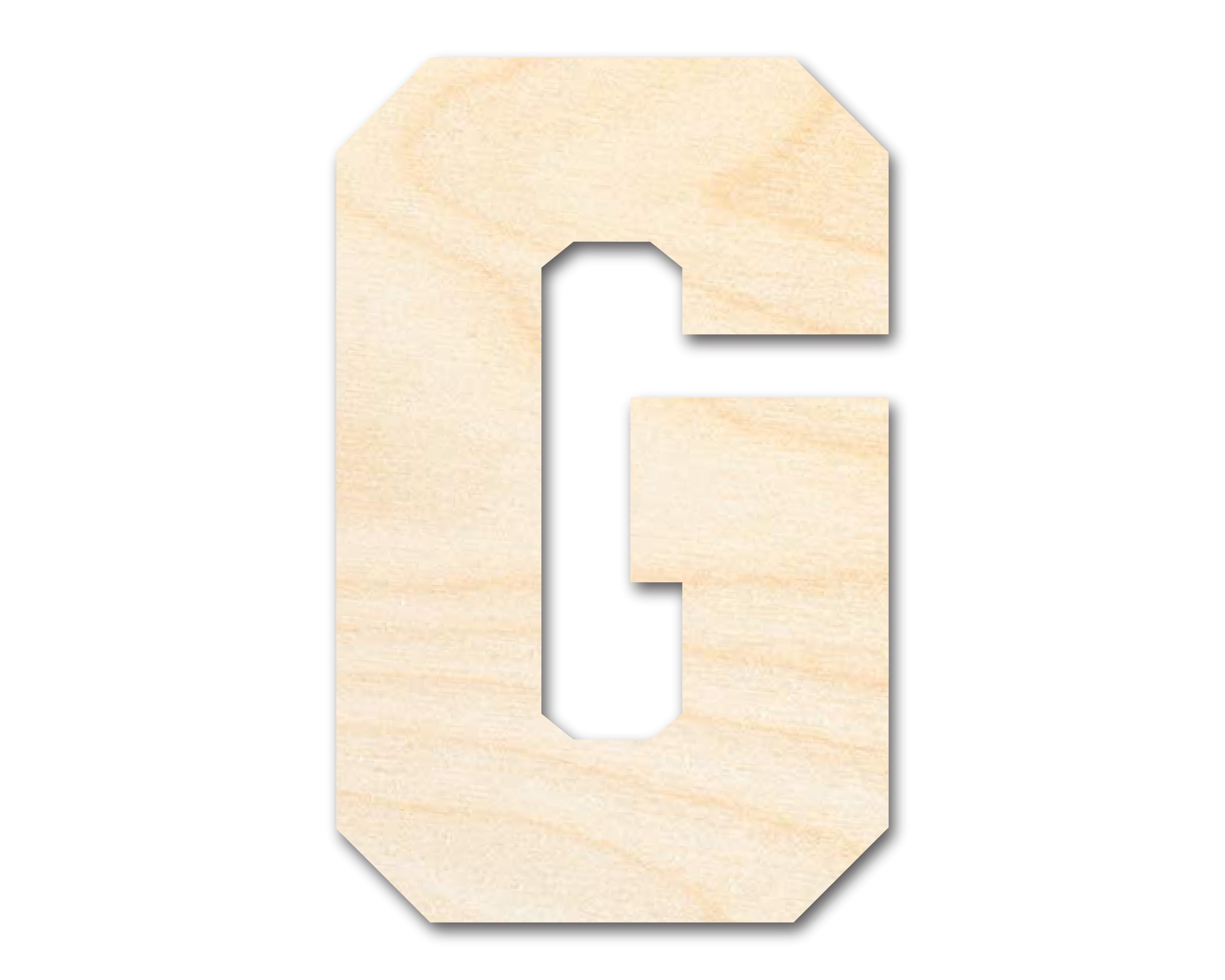 Unfinished Baltic Birch G - Shape Varsity Team Font DIY Craft Cutout, up to 46