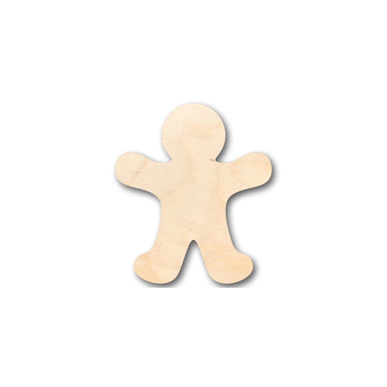 Unfinished Wood DIY Gingerbread Man Shape - Ideal for Candy - Themed Holiday Crafts, Available in Sizes Up to 46