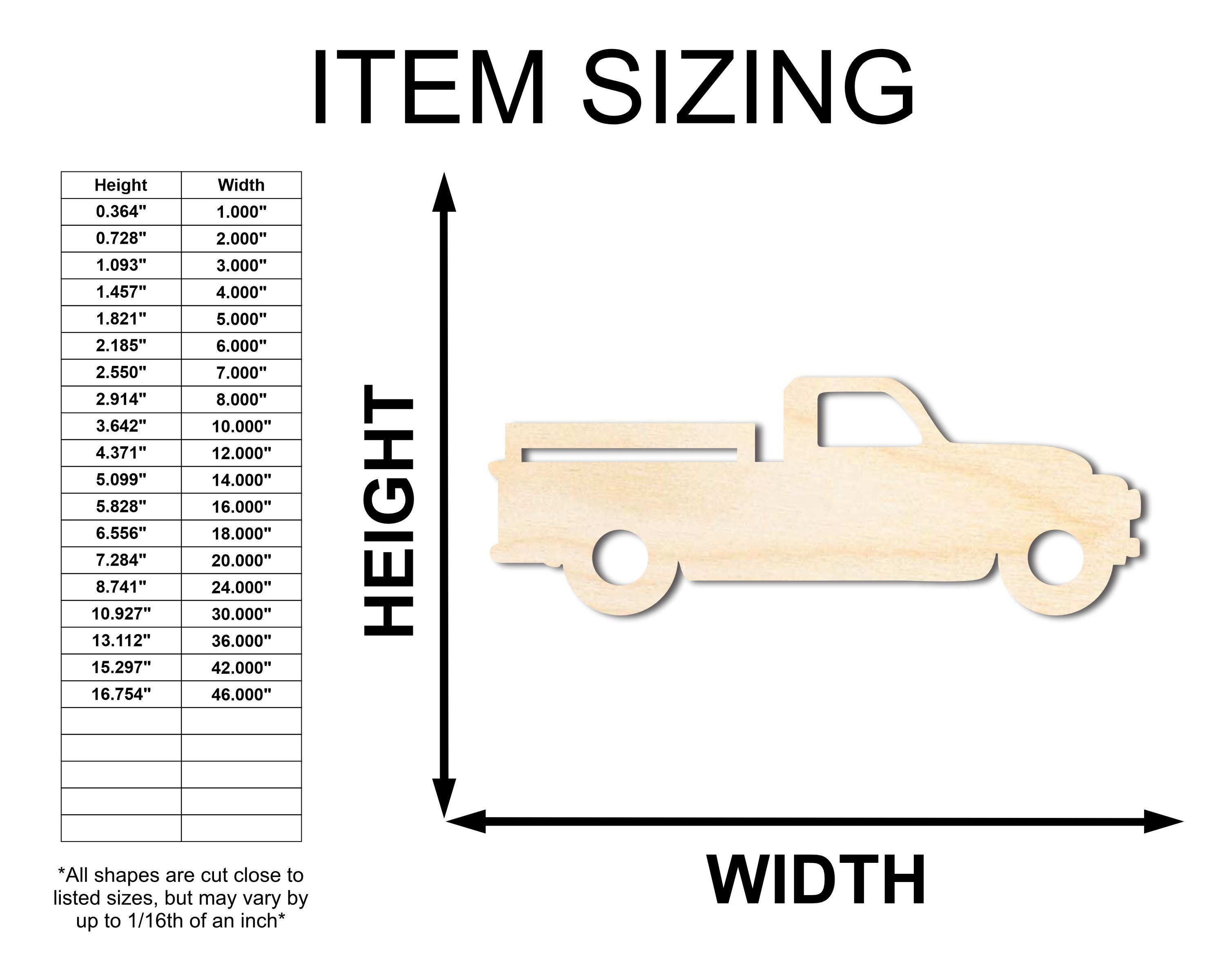 Unfinished Vintage-Style Wood Pickup Truck Shape - Ideal for Vehicle Truck Crafts - Up to 46 DIY Projects