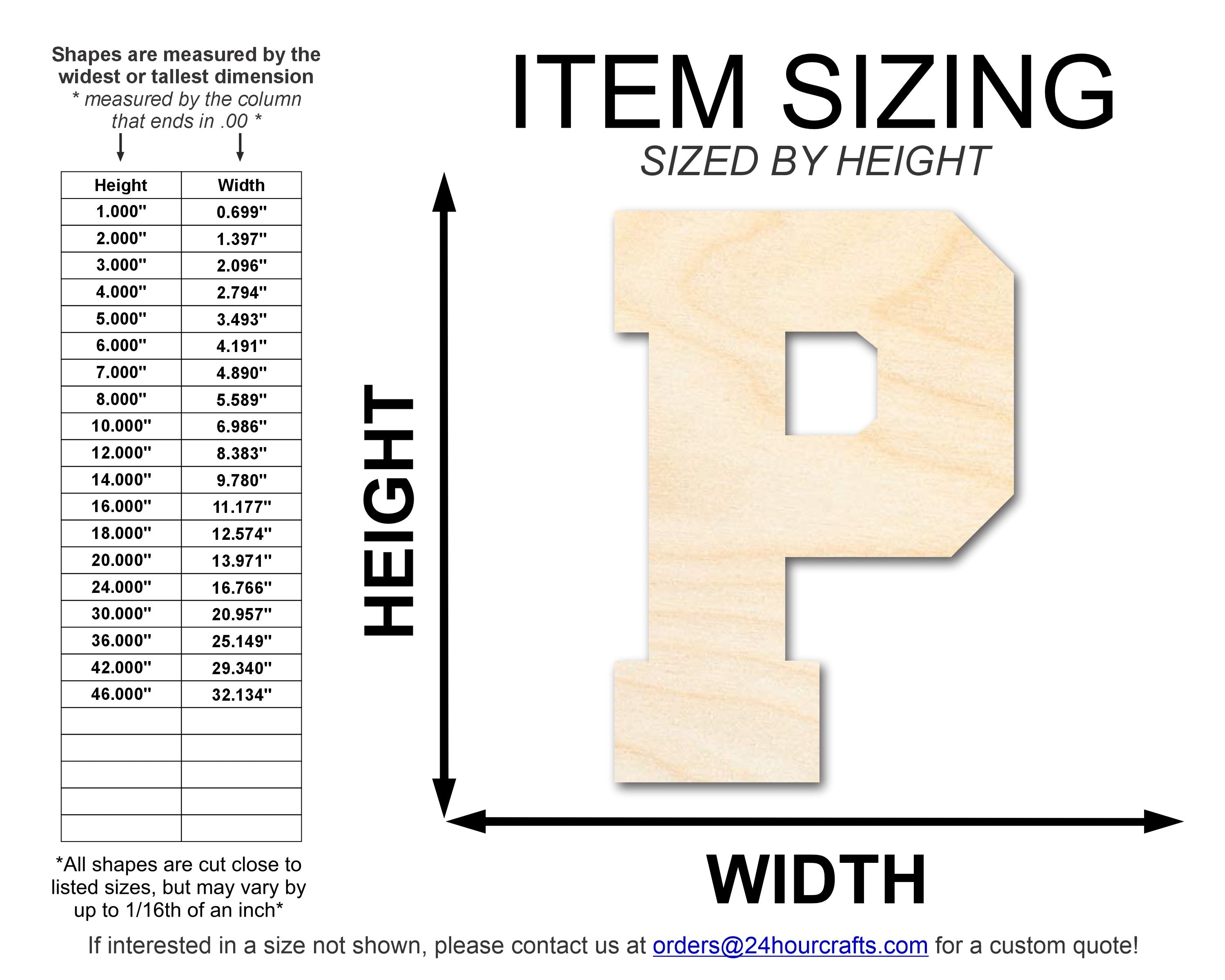 DIY Unfinished Wood Varsity Team P - Shape Cutout up to 46 Inches