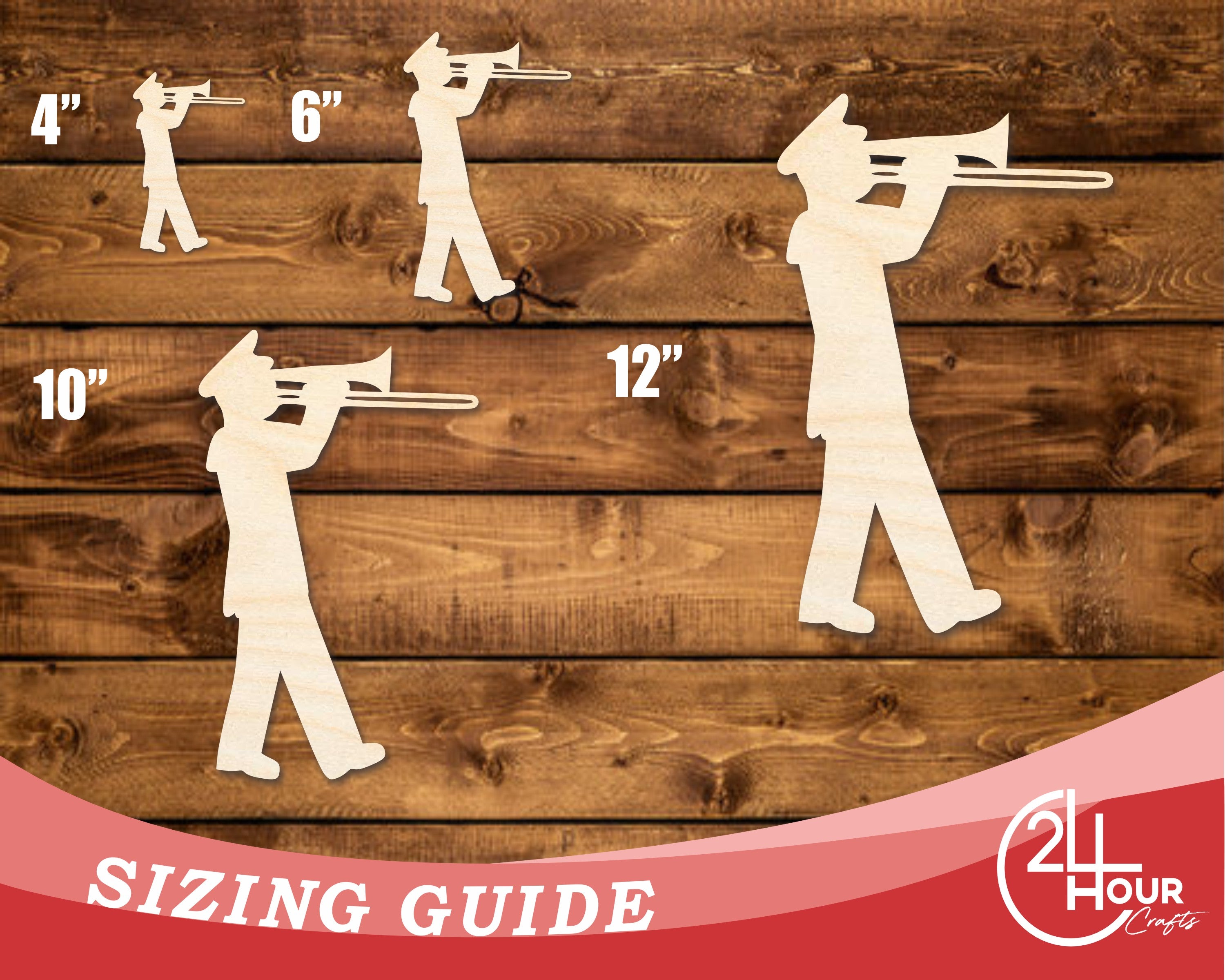 Unfinished Wood Cutout in the Shape of a Trombone Player for DIY Crafts | Up to 46 Inches and Ideal for 24 Different DIY Projects
