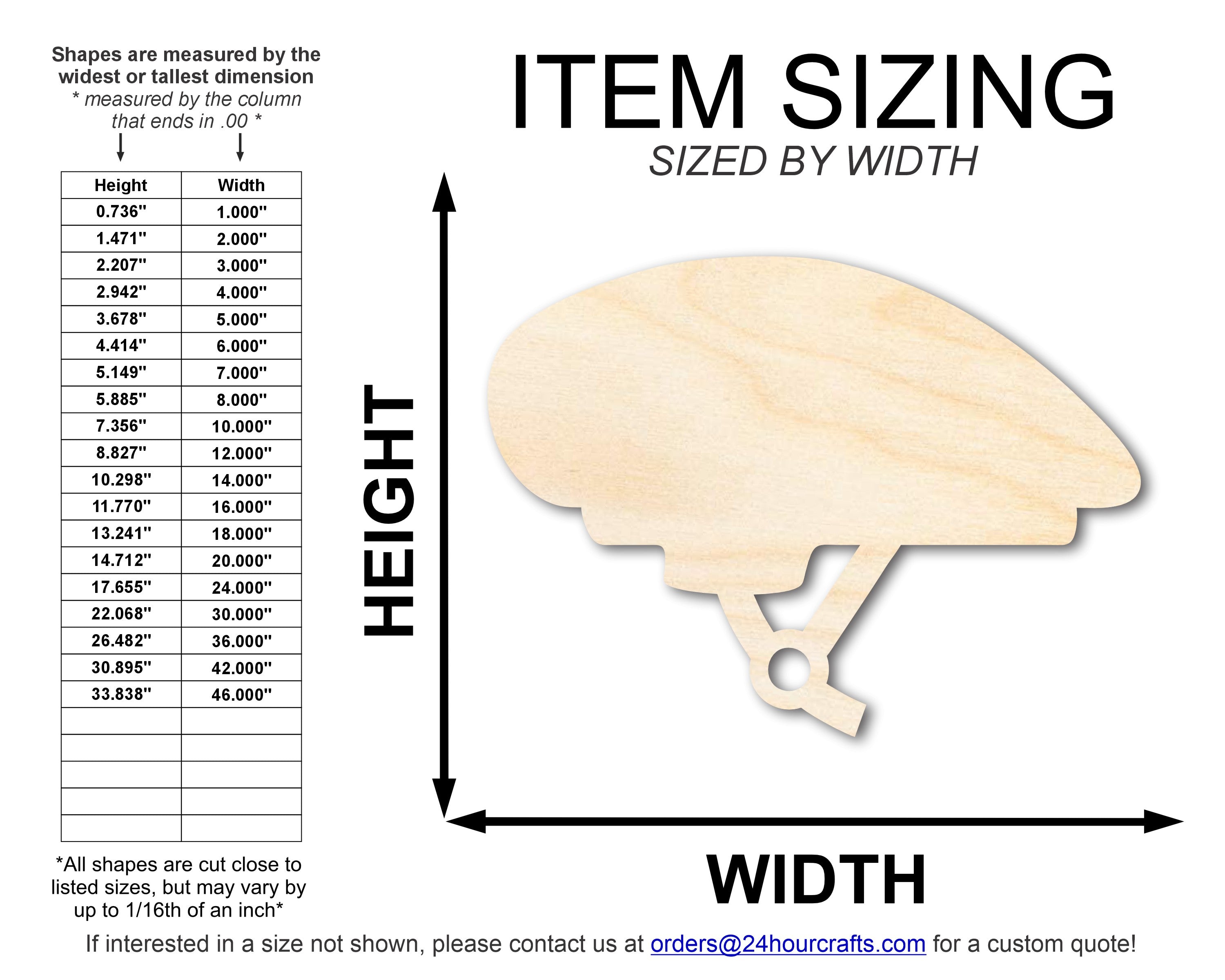 Unfinished DIY Craft Cutout in the Shape of a Wood Bike Helmet, Available for up to 46 DIY Projects