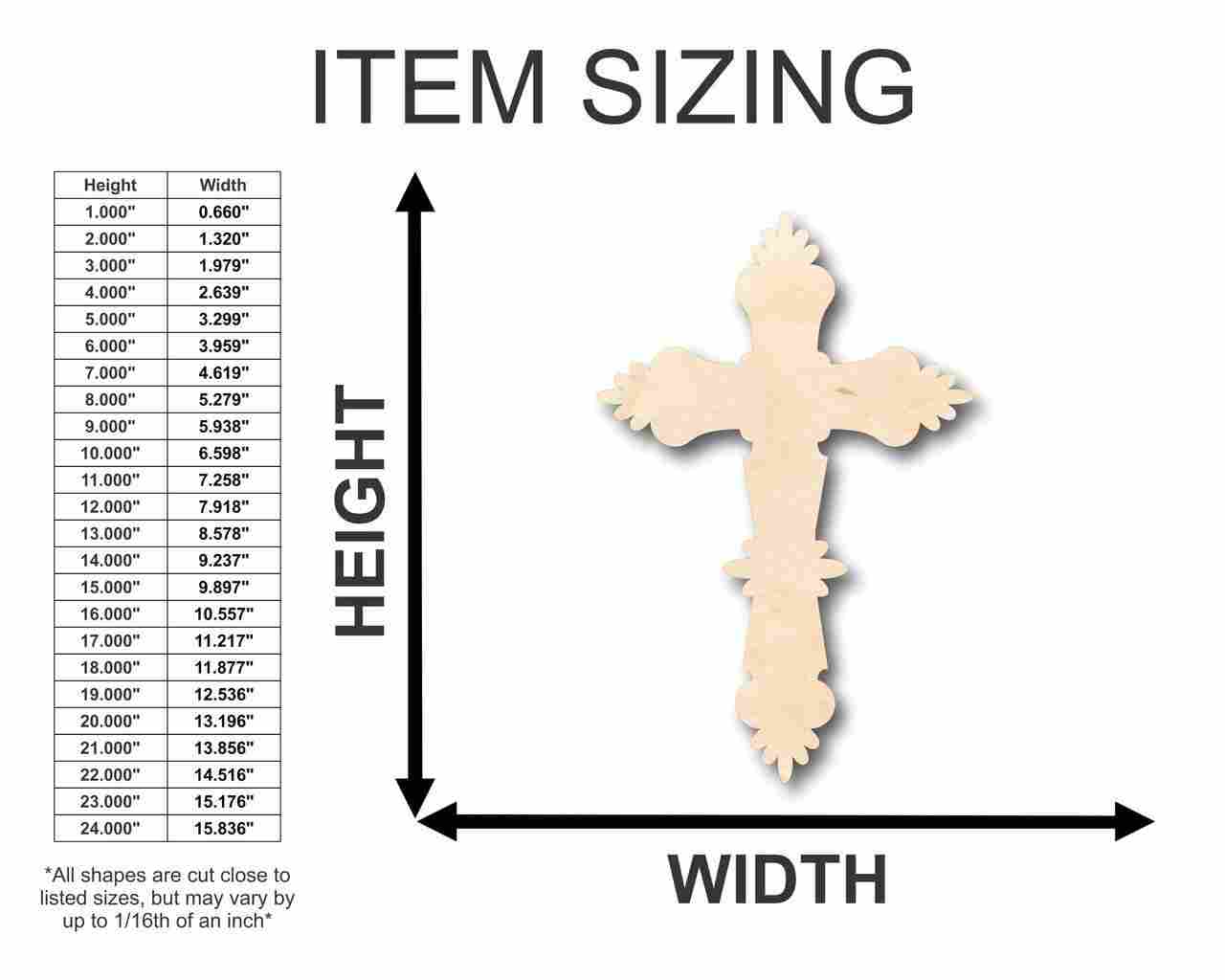 Unfinished Baltic Birch Wood Catholic Cross Shapes for Easter Christian DIY Crafts, Sizes Up to 46 Inches