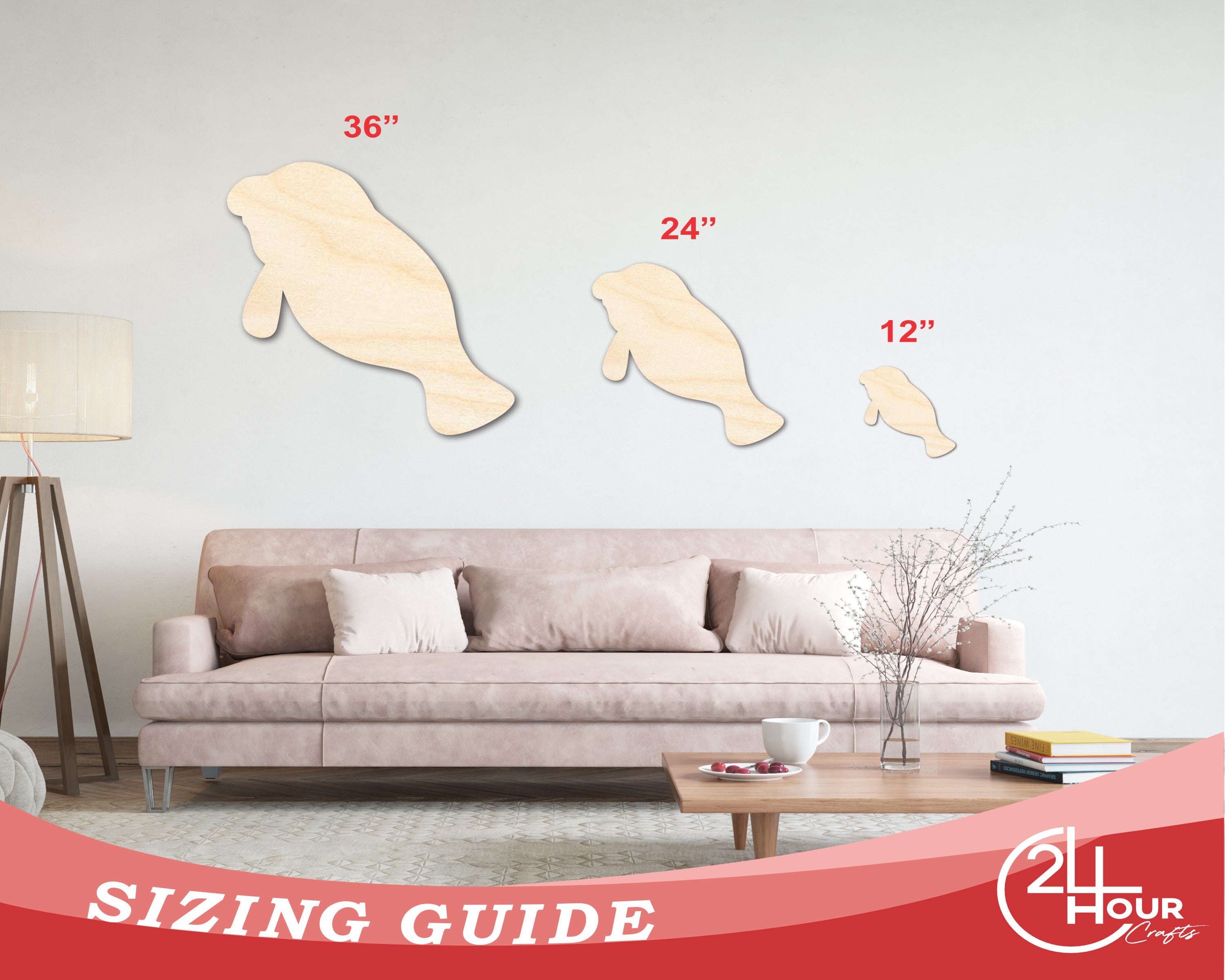 Unfinished Ocean-Themed Craft: Adorable Manatee Shape in Wood for Up to 46 DIY Projects