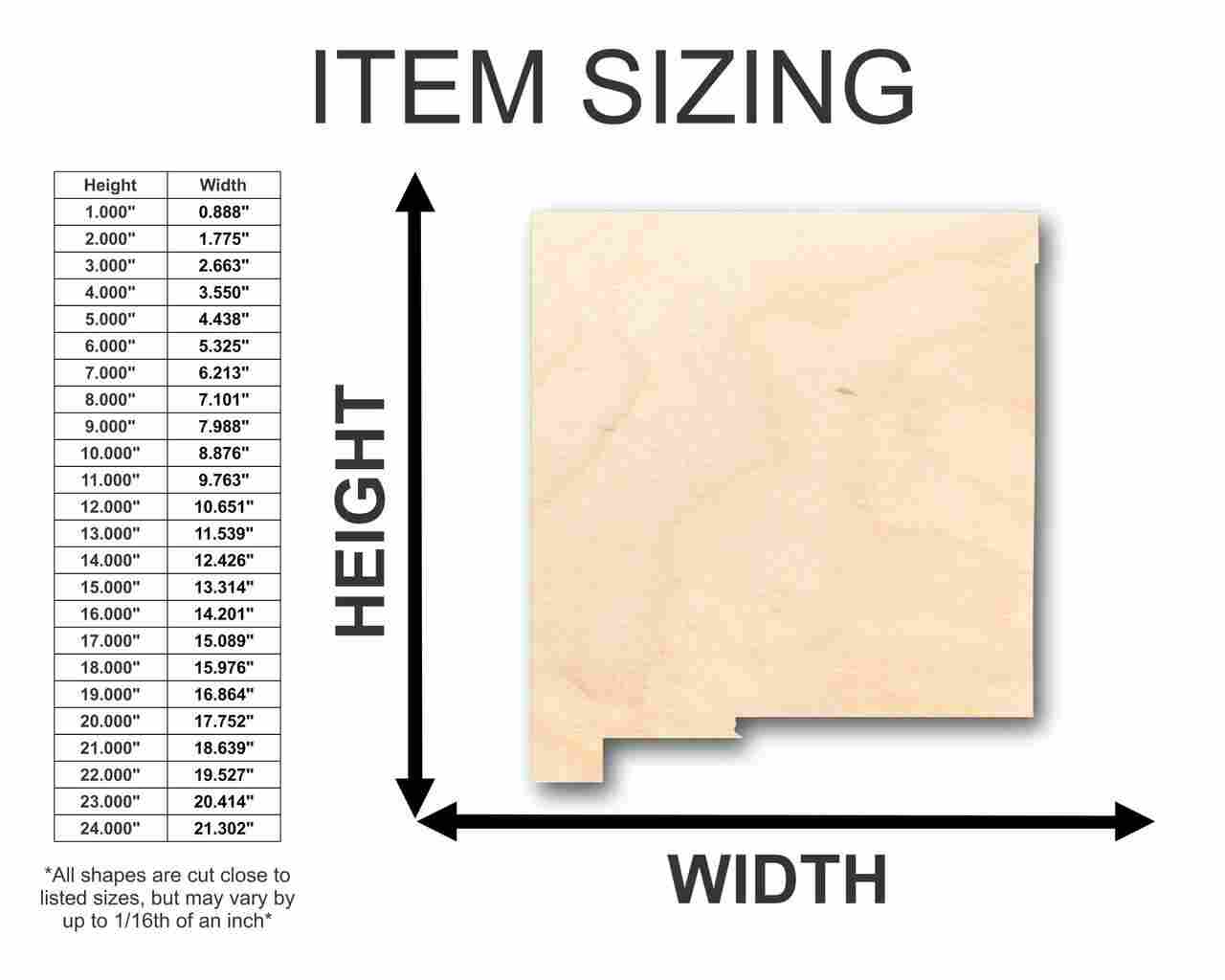 DIY Unfinished New Mexico State - Shaped Wood Crafts up to 46 Inches