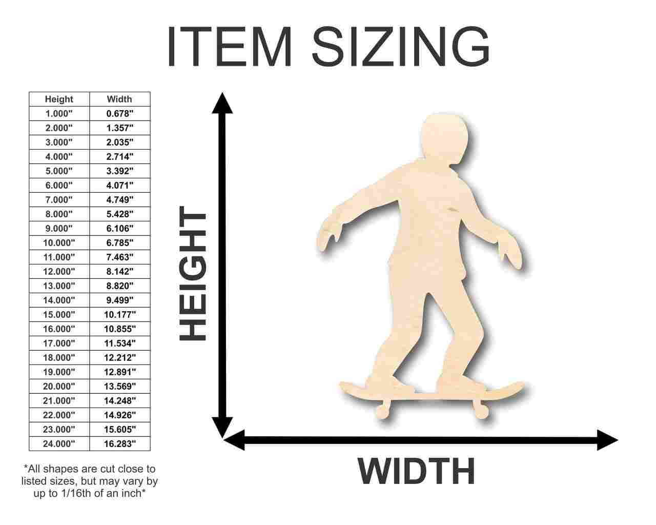 DIY Unfinished Wood Skater Shape for Sports and Crafts up to 46