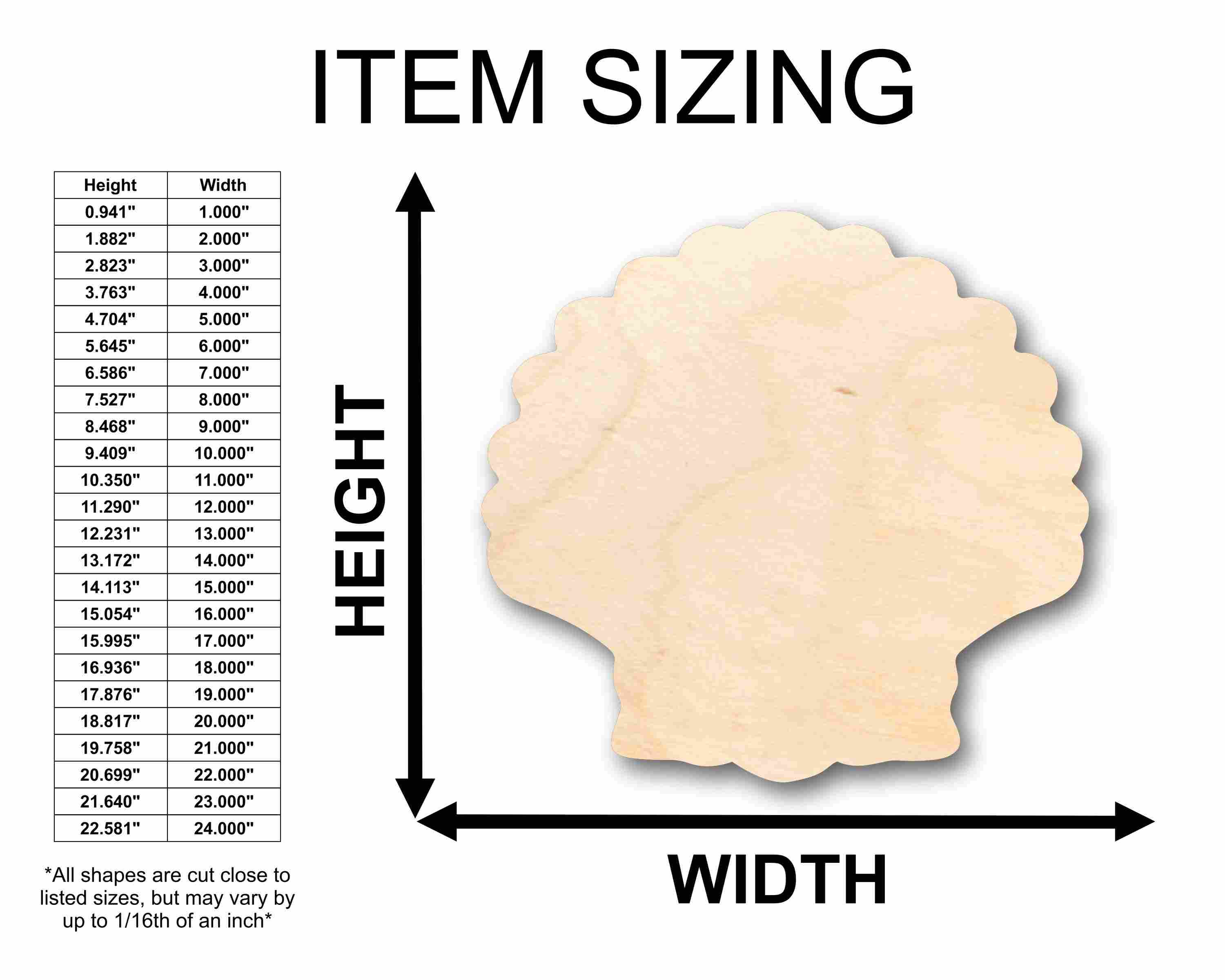 DIY Unfinished Wood Sea Shell Clam Silhouette - Up to 46 for Crafts