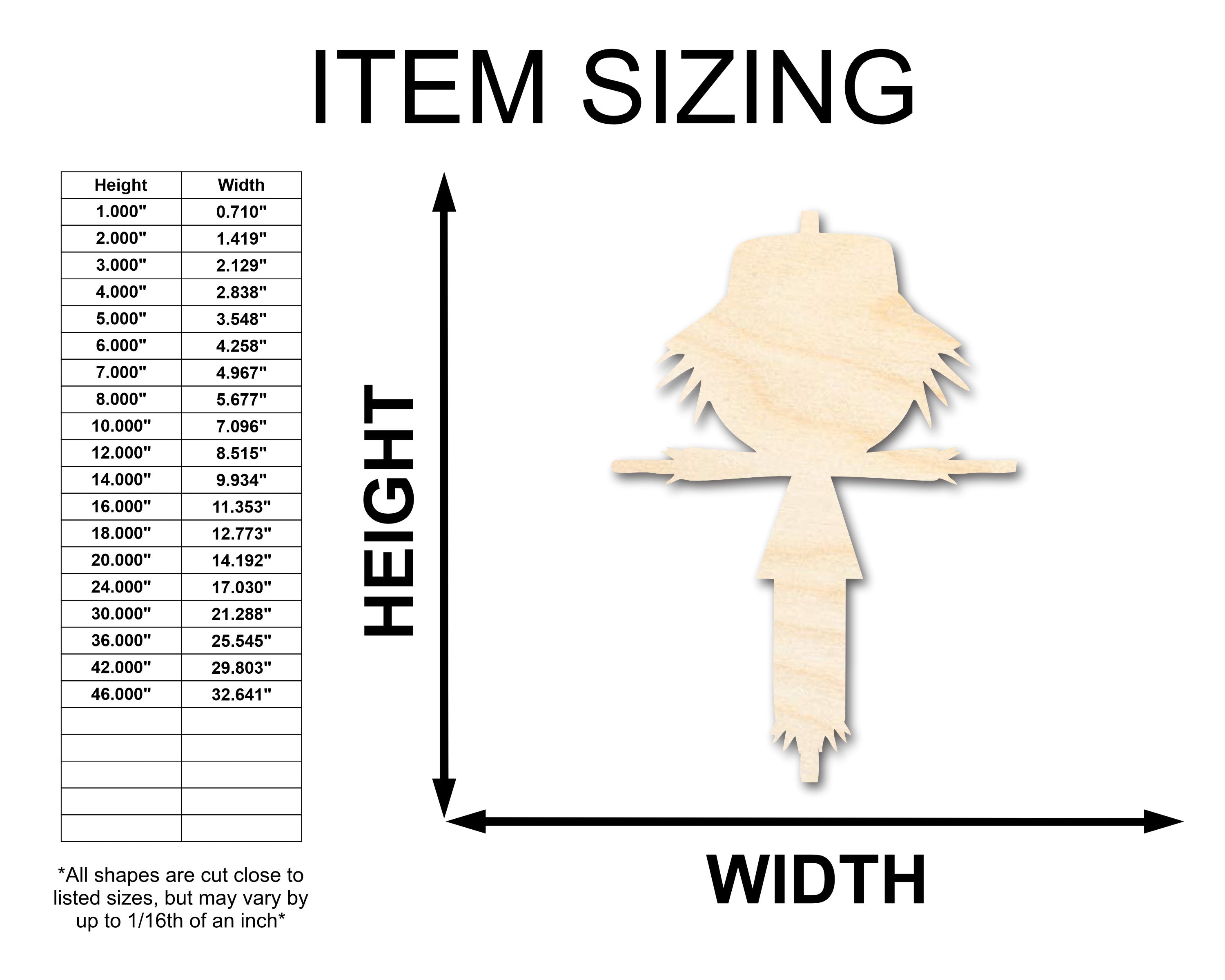 Unfinished Baltic Birch Wood Scarecrow Shape for Crafts - Up to 36 Inches