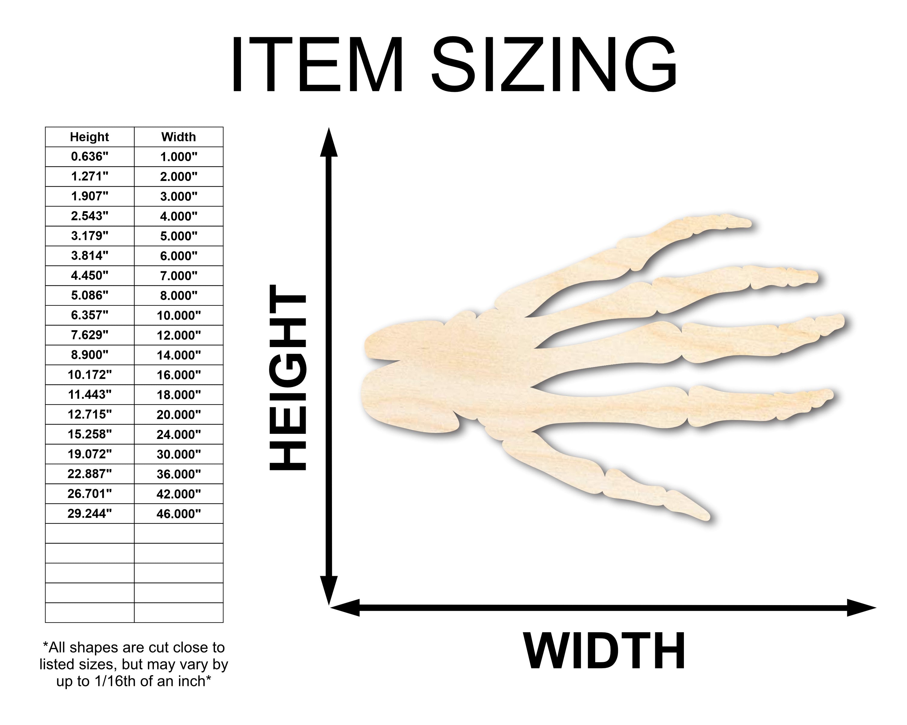 Unfinished Baltic Birch Wood Skeleton Hand Shape for Up to 46 DIY Crafts