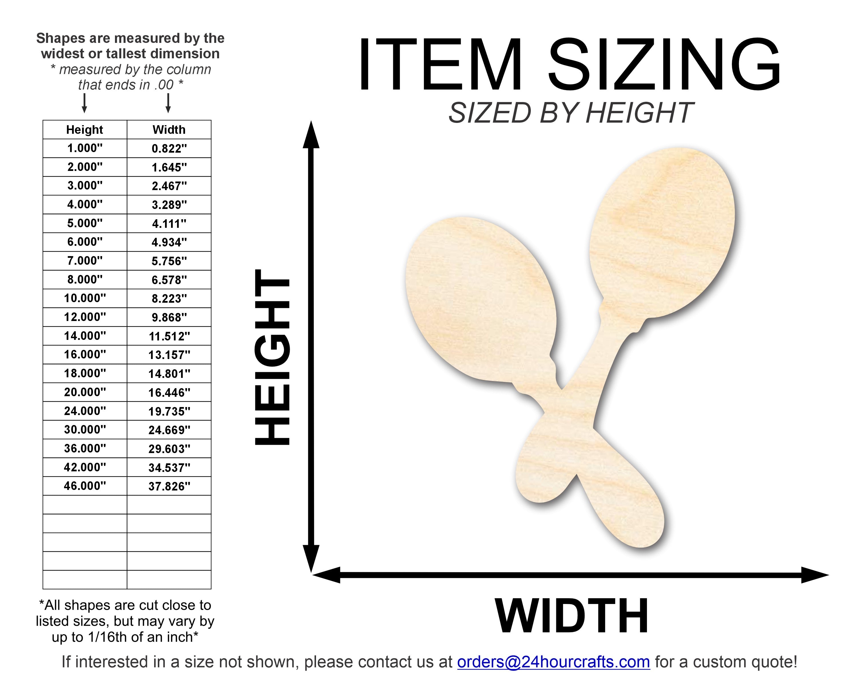 DIY Unfinished Baltic Birch Maracas Shape Cutouts - Up to 46 Sizes