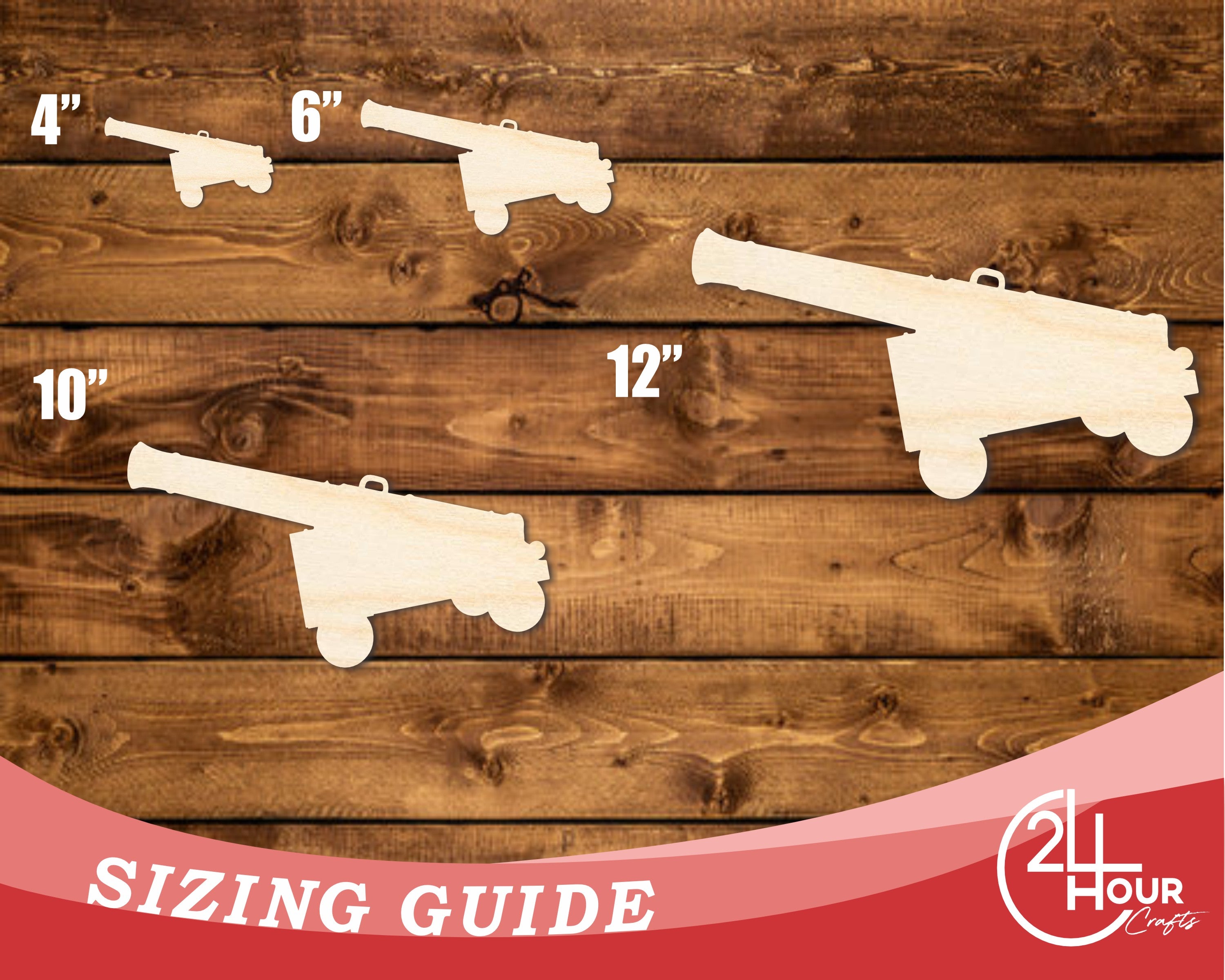 Unfinished DIY Craft Cutout in Cannon Shape for up to 46 DIY Projects