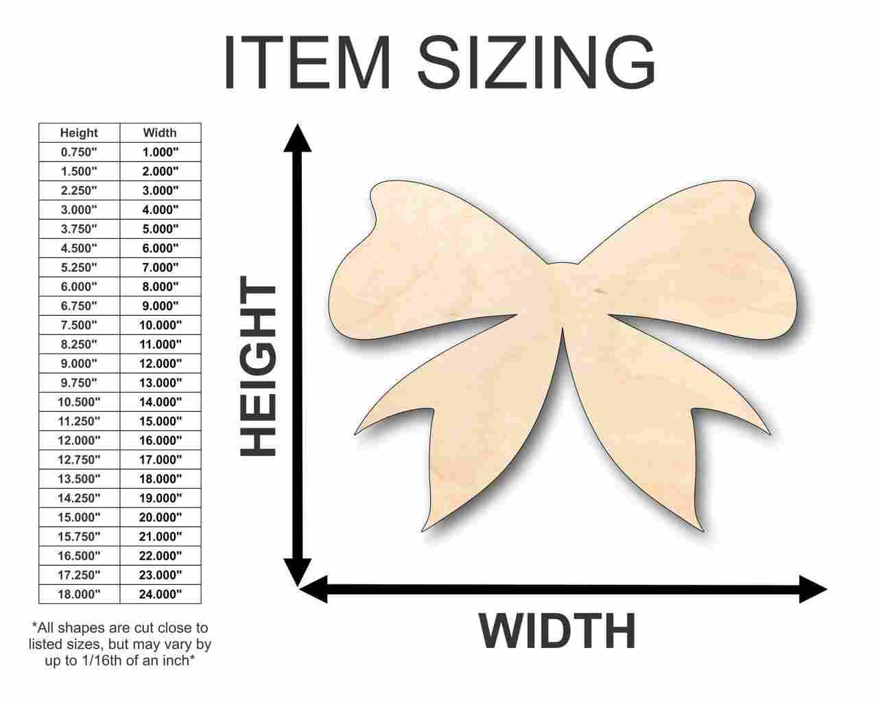 DIY Unfinished Wood Bow Ribbon Shape - Craft Items up to 46