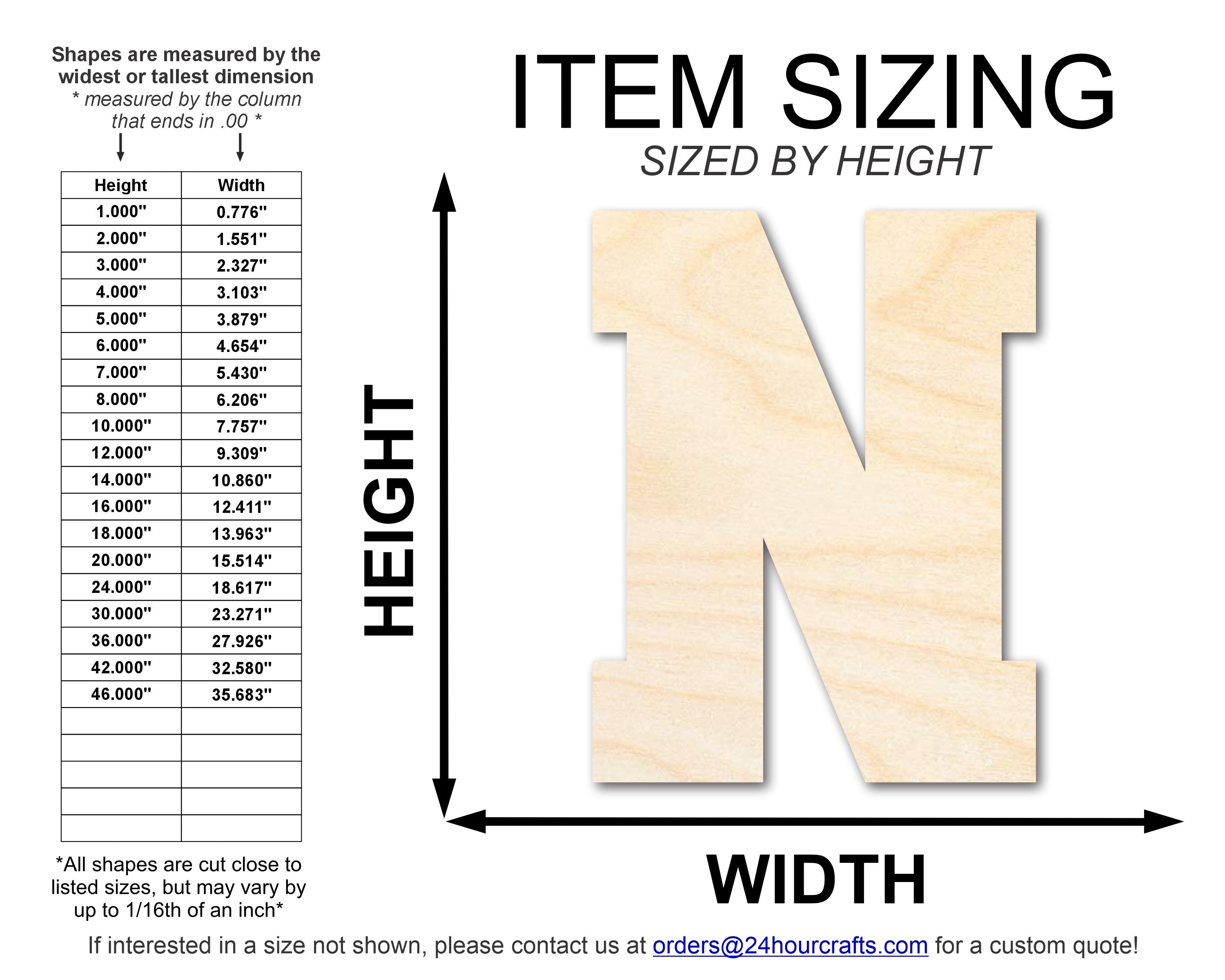 DIY Unfinished Wood Varsity Team N - Shape Cutout, Up to 46 Inches