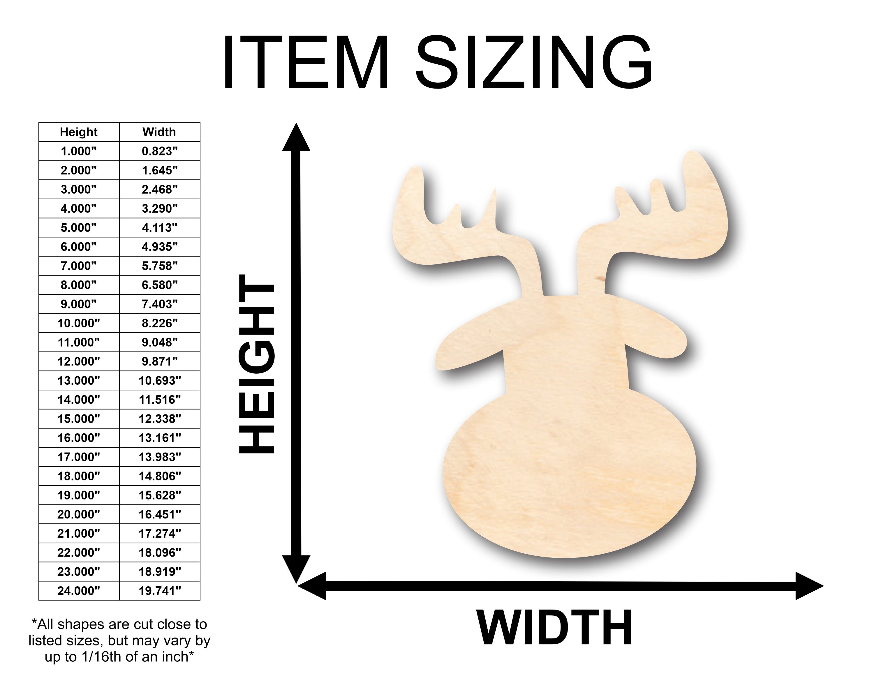 DIY-Friendly Unfinished Wood Cute Reindeer Head Shape, Up to 46 Variations