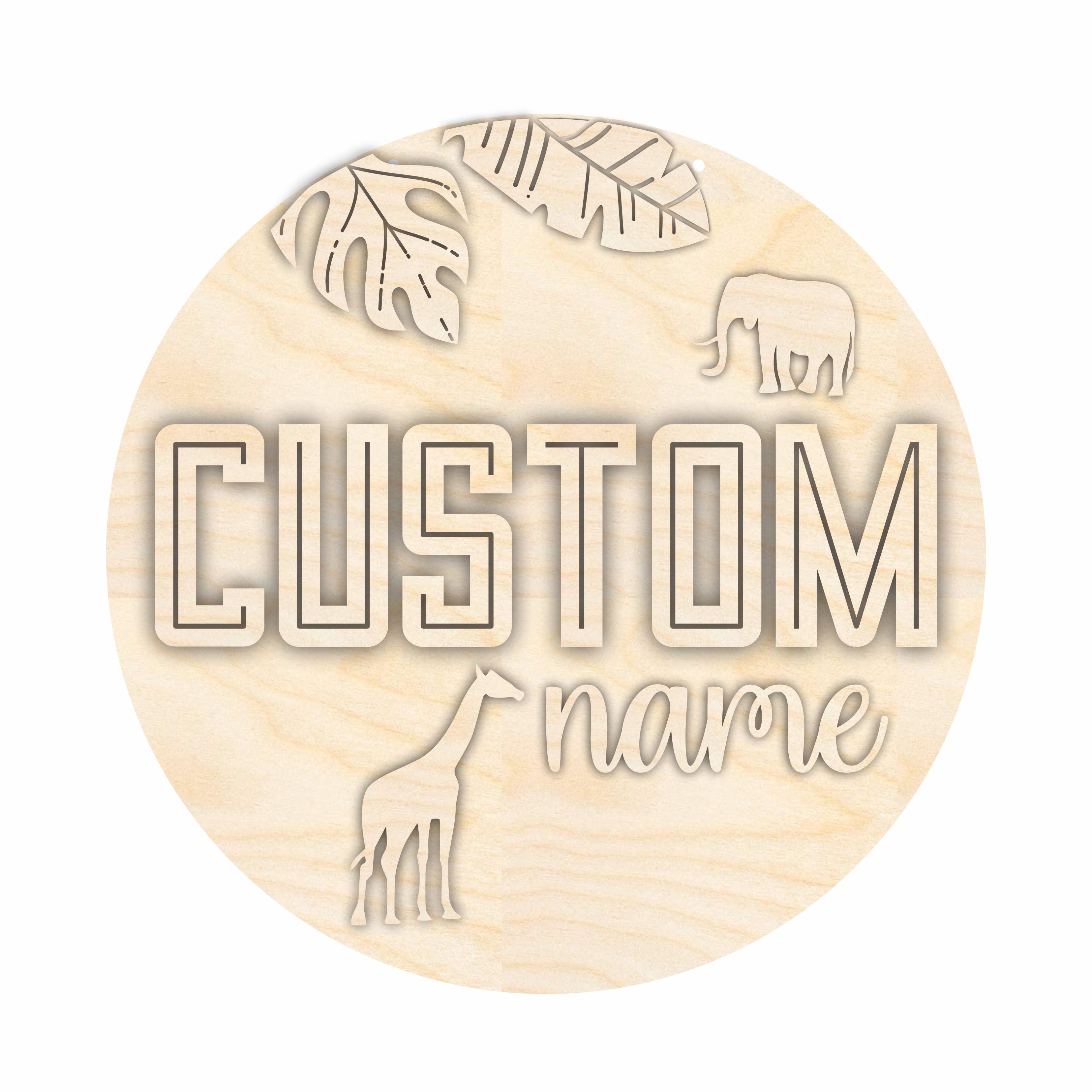 Customizable Unfinished Wood Safari-Themed Door Sign Kit for Personalized Home Decor | 1/4 Inch Thick Wood Craft Cutouts