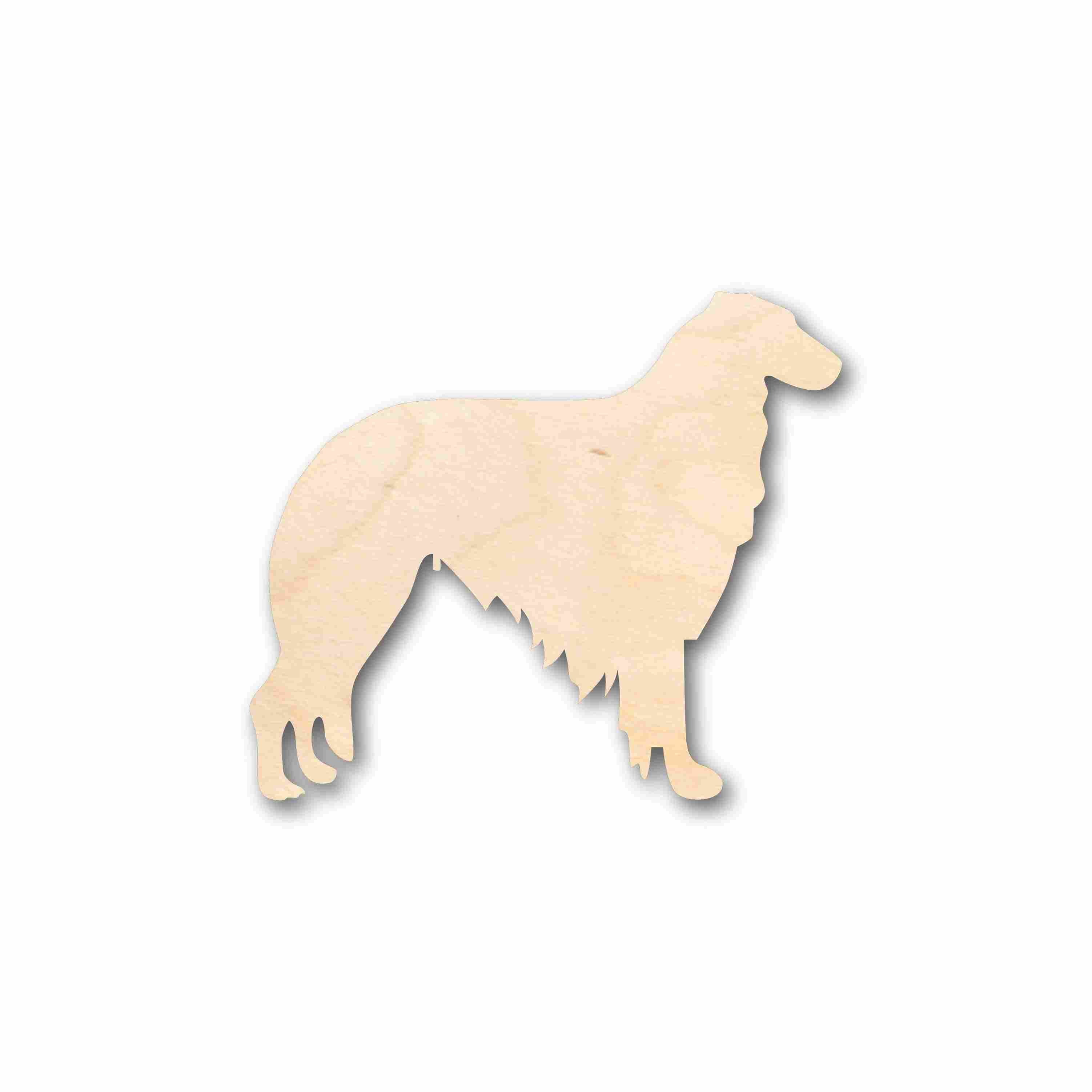 Unfinished Baltic Birch Plywood Borzoi Dog Silhouette - Ideal for Up to 46 DIY Craft Projects