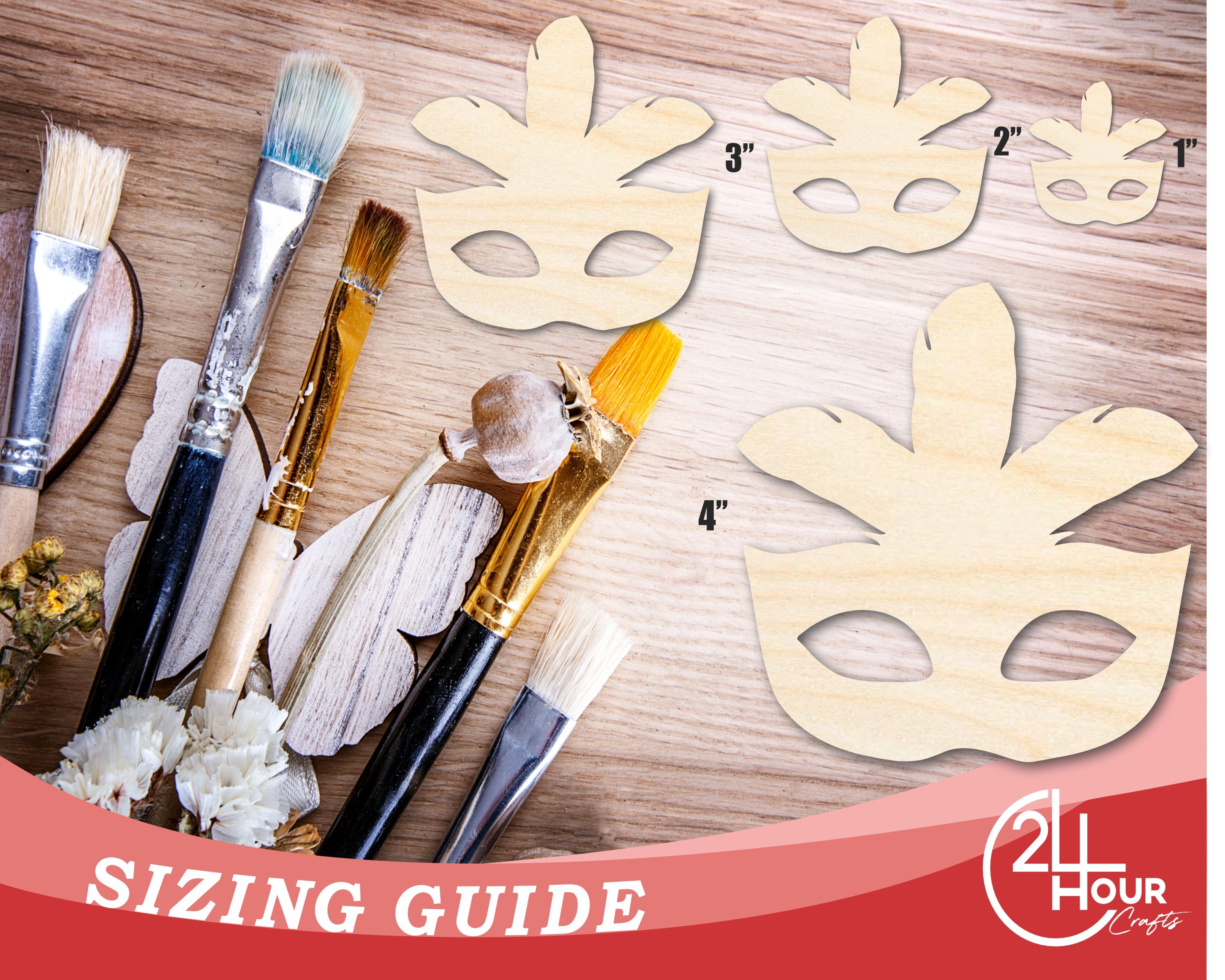 DIY Unfinished Baltic Birch Feather Mask Silhouette for Mardi Gras up to 46'