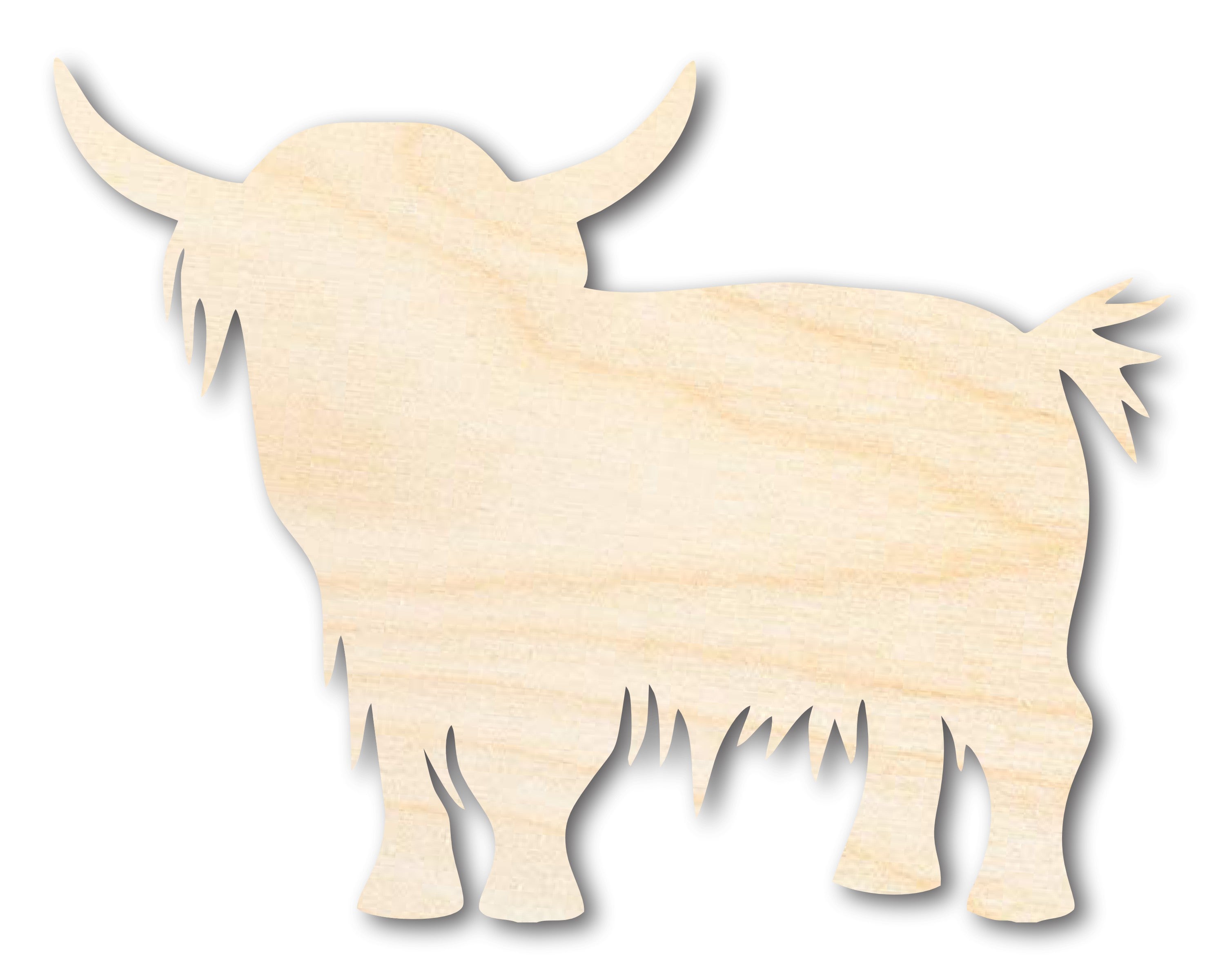 Unfinished DIY Craft Cutout in the Shape of a Highland Cow | Up to 46 Inches for Your DIY Projects